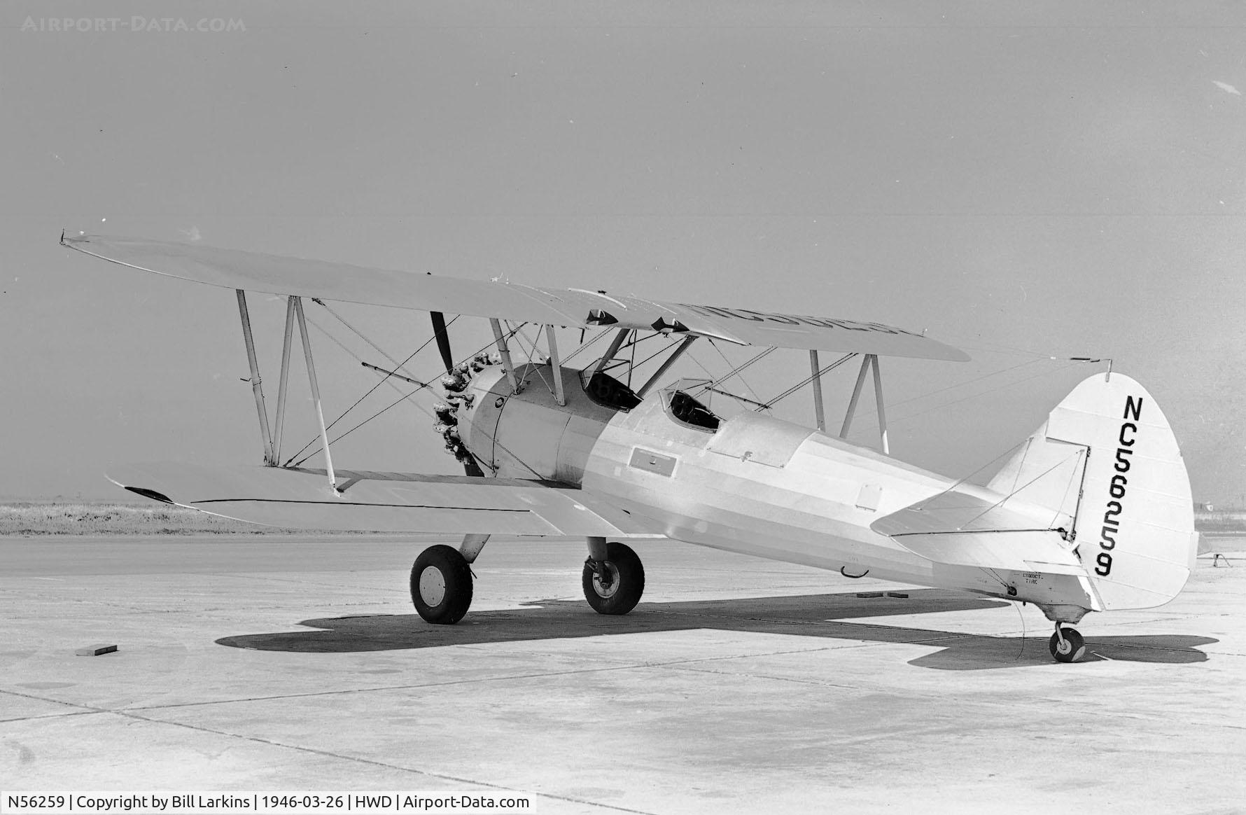 N56259, 1942 Boeing D75N1 C/N 75-3976, PT-27 fresh out of surplus at Hayward Airport in 1946.