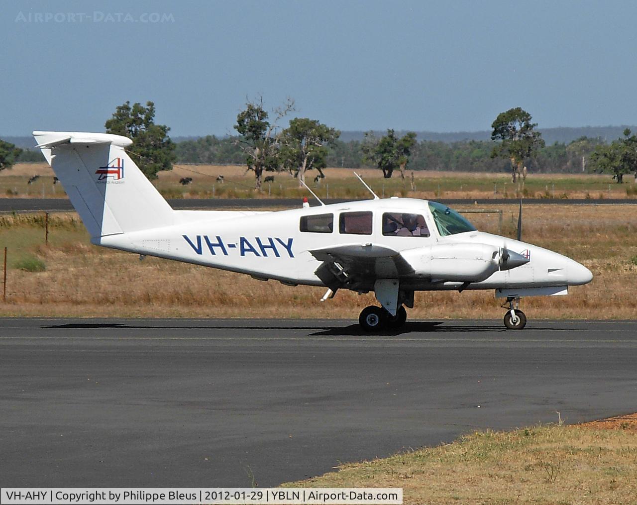 VH-AHY, 1979 Beech 76 Duchess C/N ME-187, Taxiing to the parking zone.