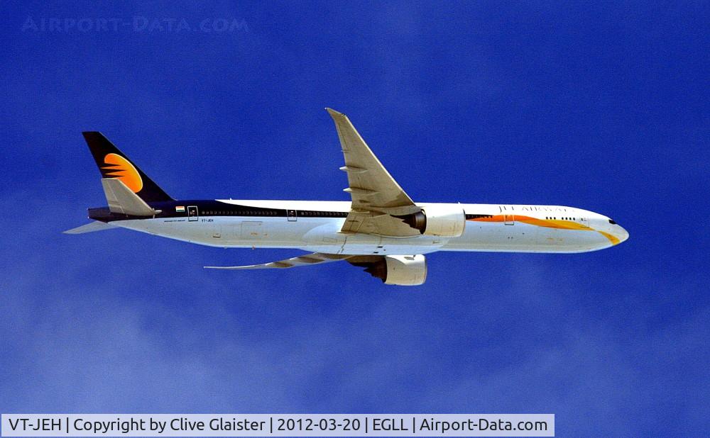 VT-JEH, 2007 Boeing 777-35R/ER C/N 35166, Departing Heathrow for Mumbai Chatrapati Shivaji (BOM) as flight number; 9W119 - Photo taken from my back garden