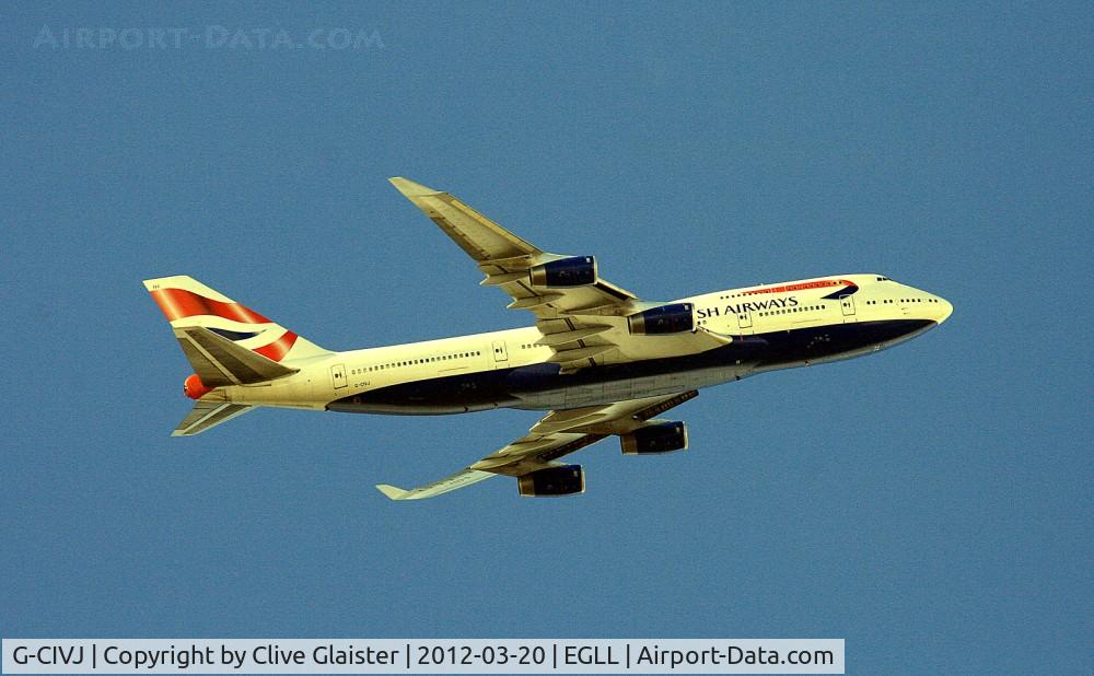 G-CIVJ, 1997 Boeing 747-436 C/N 25817, Departing Heathrow for Mumbai Chatrapati Shivaji (BOM) as flight number; BA139  - Photo taken from my back garden