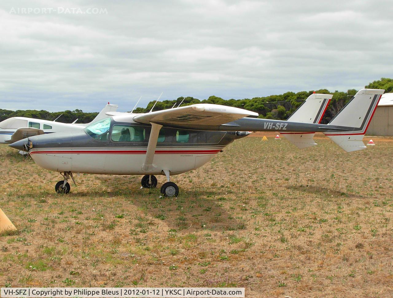 VH-SFZ, 1973 Cessna 337G Super Skymaster C/N 33701530, Parking position in the late afternoon.
