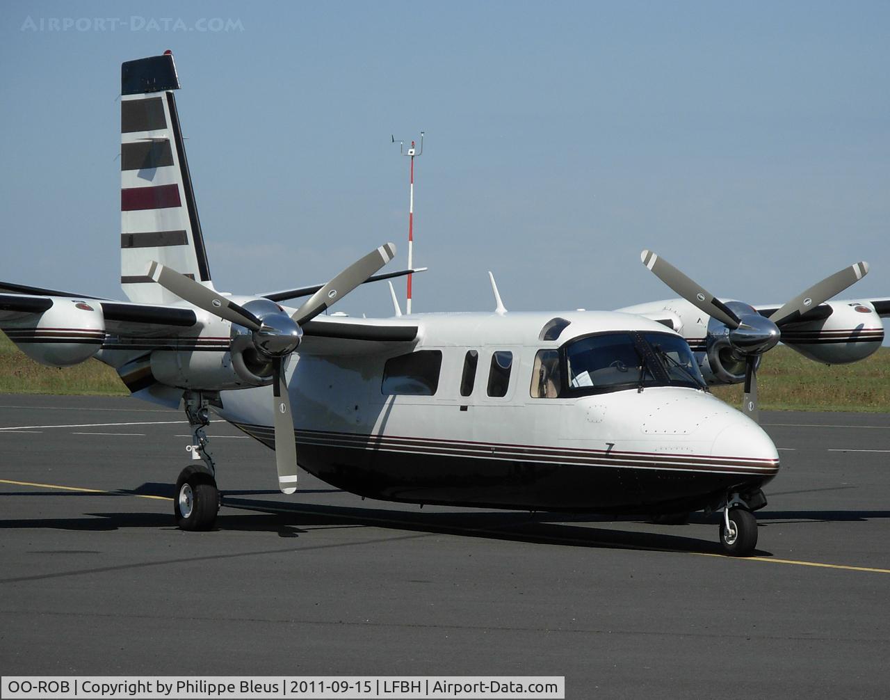 OO-ROB, 1977 Rockwell 690B-GR Turbo Commander C/N 11409, Parking position behind the last building eastbound.