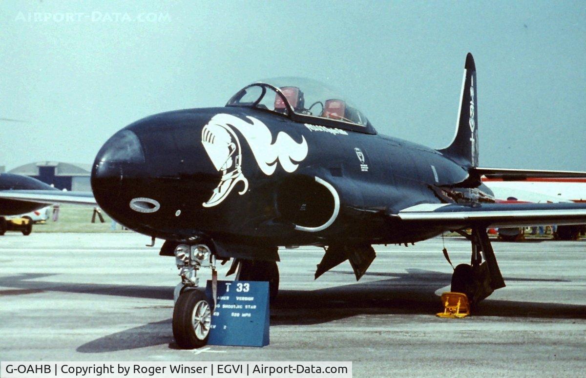 G-OAHB, 1954 Canadair CT-133 Silver Star 3 C/N T33-261, On static display at an IAT held at RAF Greenham Common in the mid-1970's.