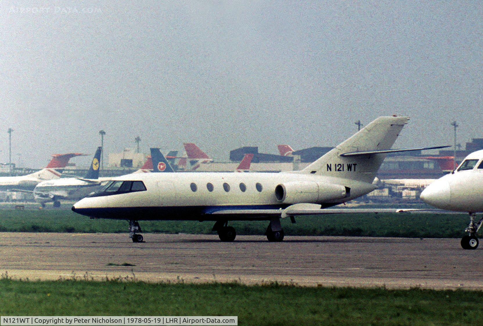N121WT, 1972 Dassault Falcon (Mystere) 20F C/N 274, Falcon 20F of International Business Machines seen parked at Heathrow in May 1978.