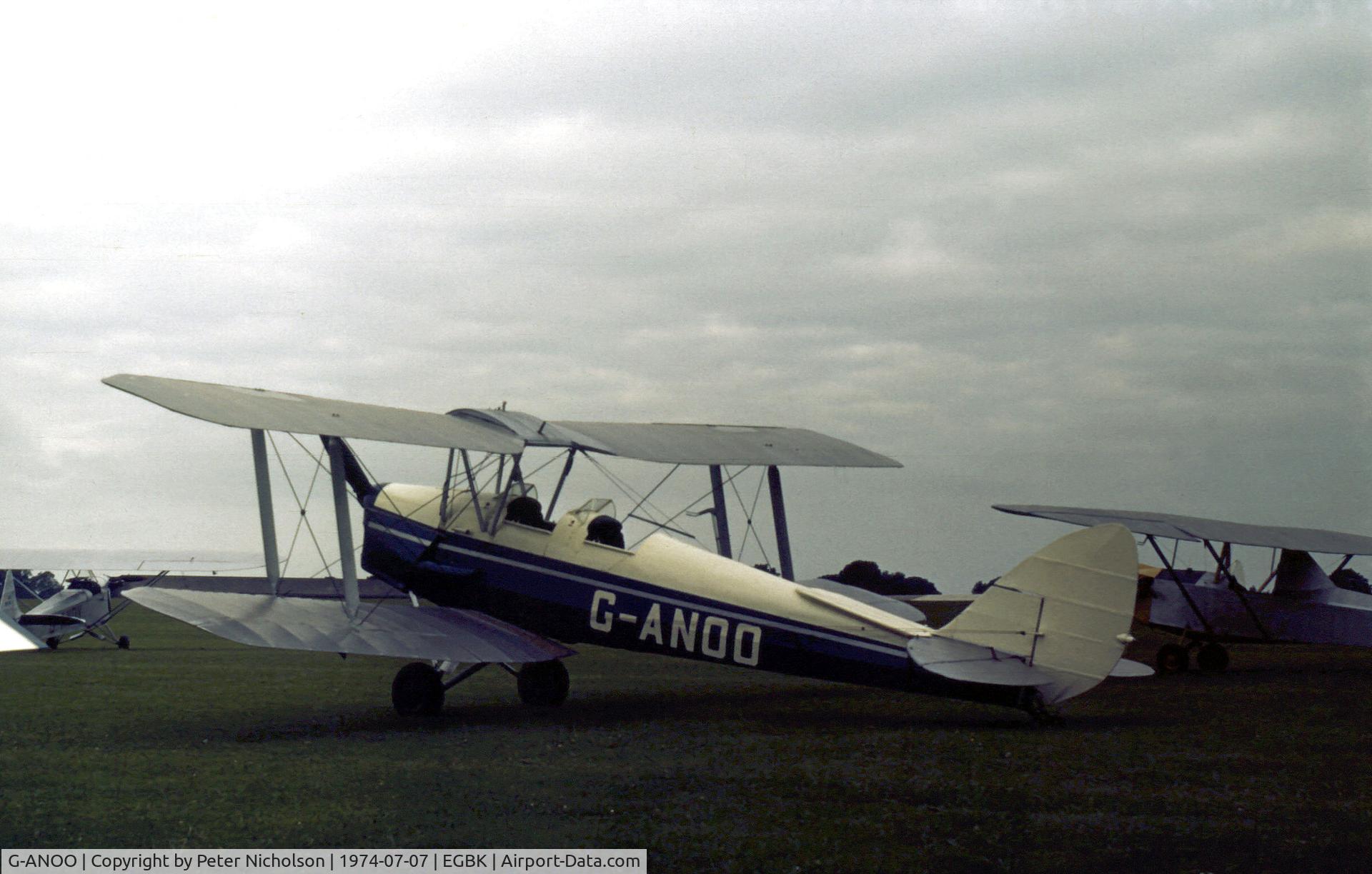 G-ANOO, 1942 De Havilland DH-82A Tiger Moth II C/N 85409, DH.82A Tiger Moth seen at the 1974 Popular Flying Association Fly-in at Sywell.