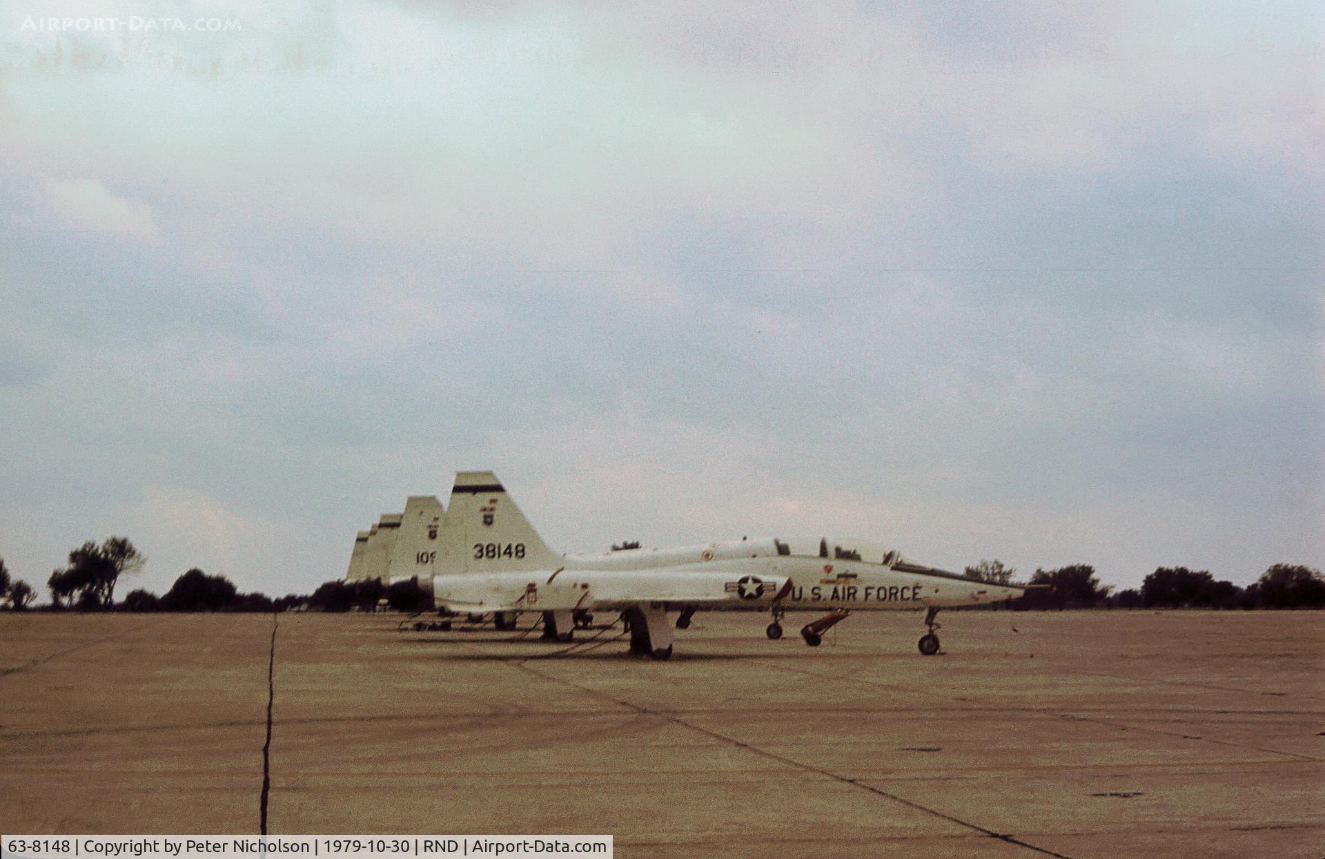 63-8148, 1963 Northrop T-38A Talon C/N N.5495, T-38A Talon of the 12th Flying Training Wing at Randolph AFB as seen in October 1979.