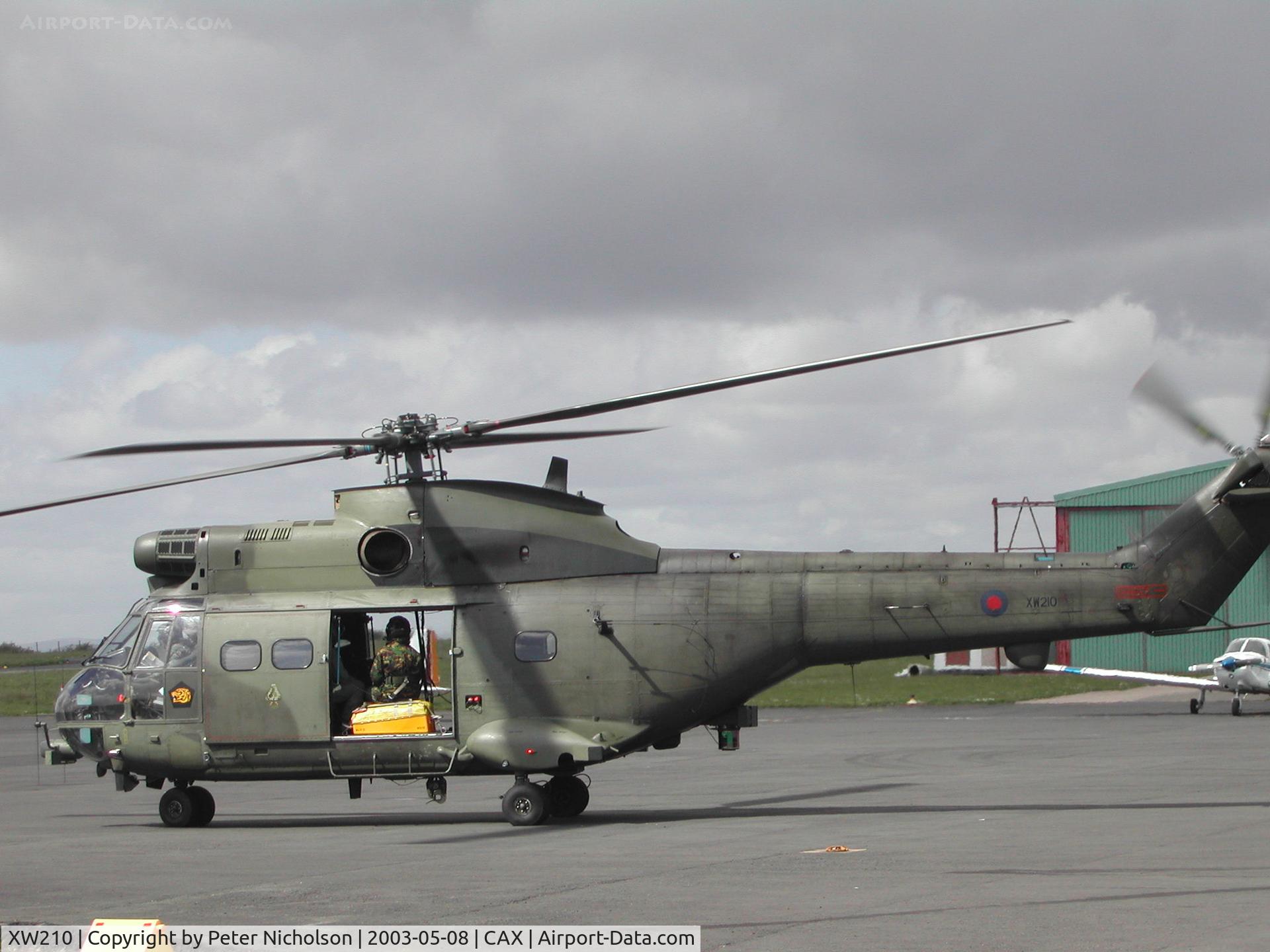 XW210, 1971 Westland Puma HC.1 C/N 1101/F9773, Puma HC.1, Callsign Vortex 006, of 230 Squadron at RAF Aldergrove visiting Carlisle in May 2003.