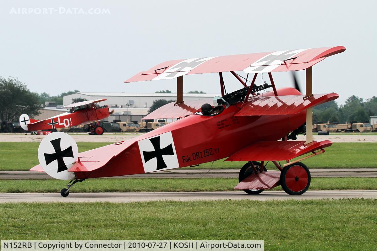 N152RB, 1978 Fokker DR-1 TRIPLANE C/N 20936, Two nice Fokker replica's in one shot at EAA Airventure 2010.