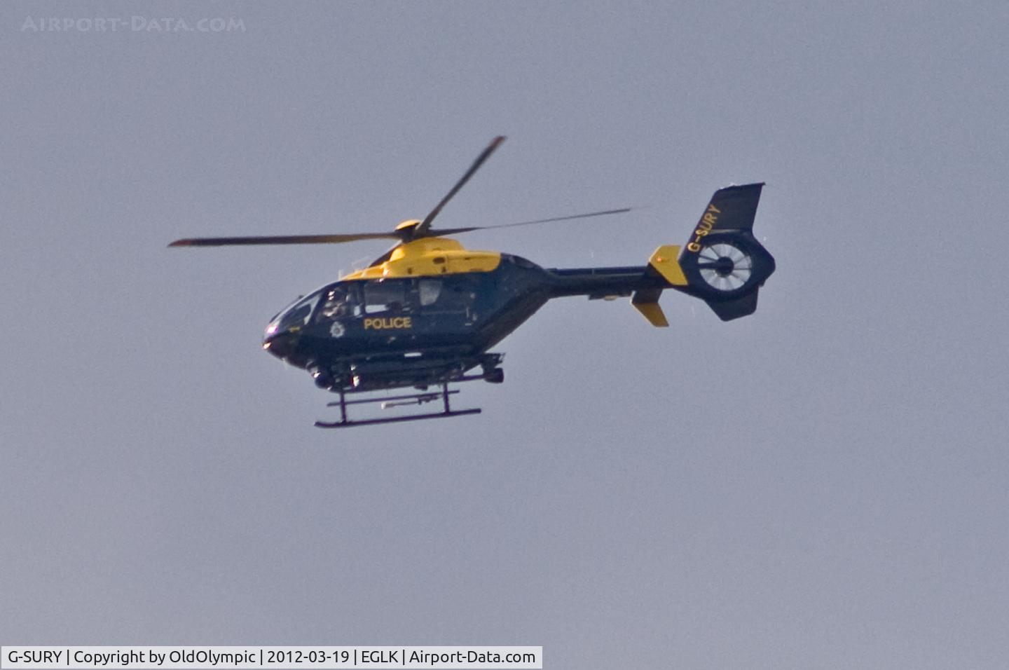 G-SURY, 2003 Eurocopter EC-135T-2 C/N 0283, Overhead, en route to EGTF