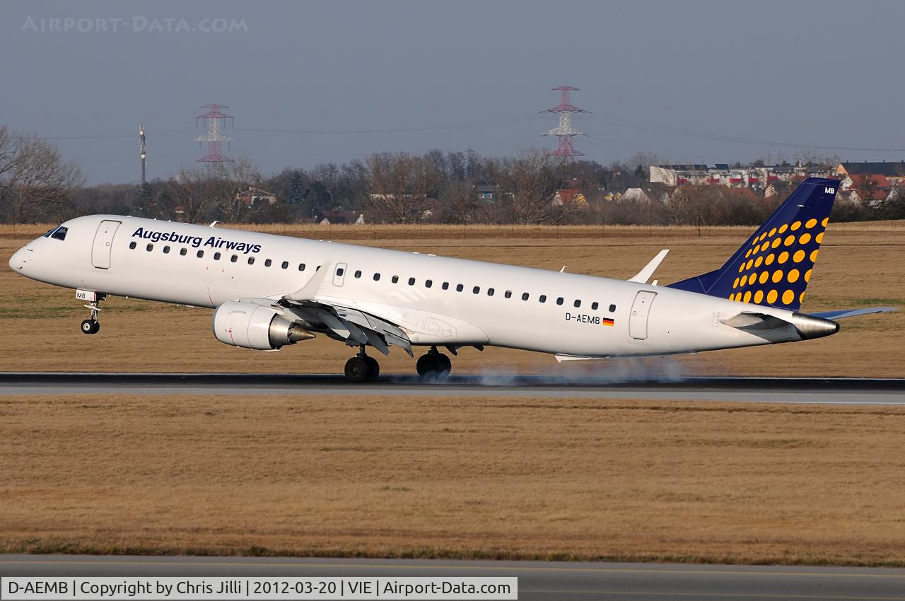 D-AEMB, 2009 Embraer 195LR (ERJ-190-200LR) C/N 19000297, Augsburg Airways