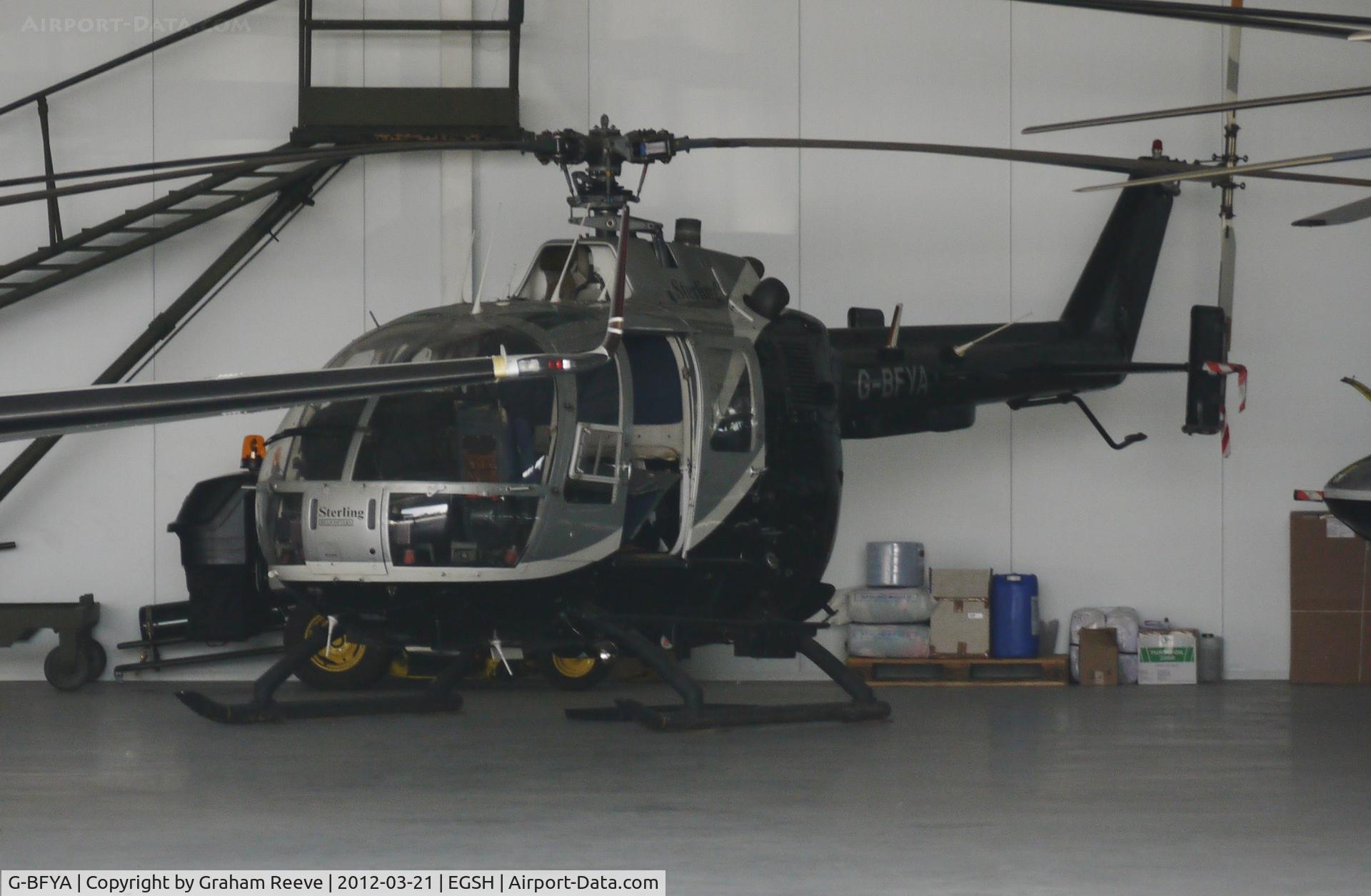 G-BFYA, 1977 MBB Bo-105DB C/N S.321, Hidden away at the back.