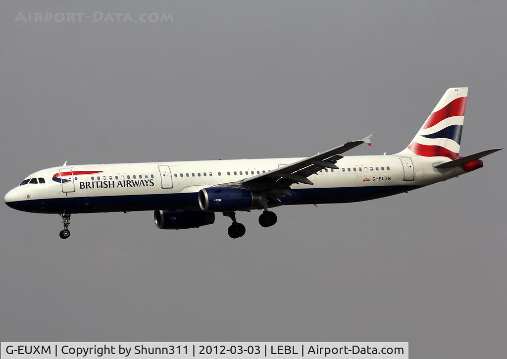 G-EUXM, 2007 Airbus A321-231 C/N 3290, Landing rwy 25R