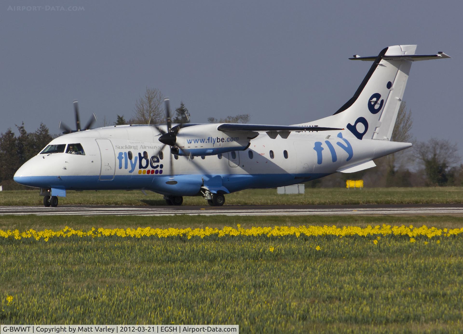 G-BWWT, 1995 Dornier 328-100 C/N 3022, About to depart EGSH.