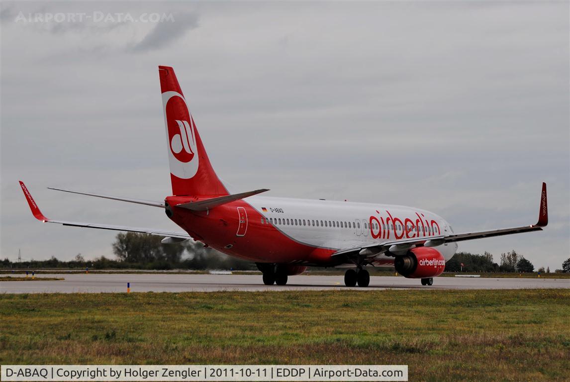 D-ABAQ, 1998 Boeing 737-86J C/N 28071, This AirBerliner is ready for take-off to a mediterrenian destination....