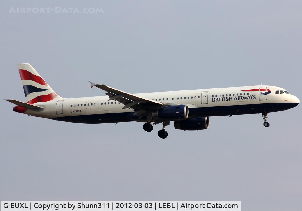 G-EUXL, 2007 Airbus A321-231 C/N 3254, Landing rwy 25R