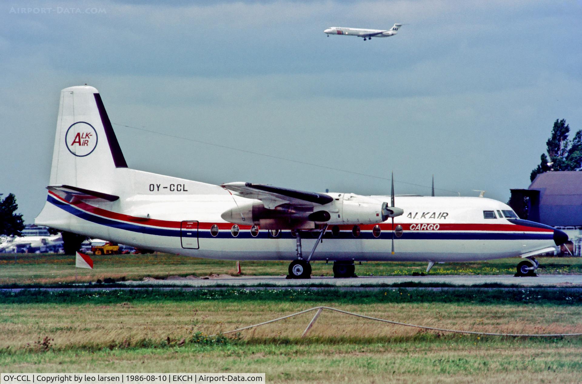 OY-CCL, 1970 Fokker F.27-600 Friendship C/N 10450, Copenhagen Kastrup 10.8.86