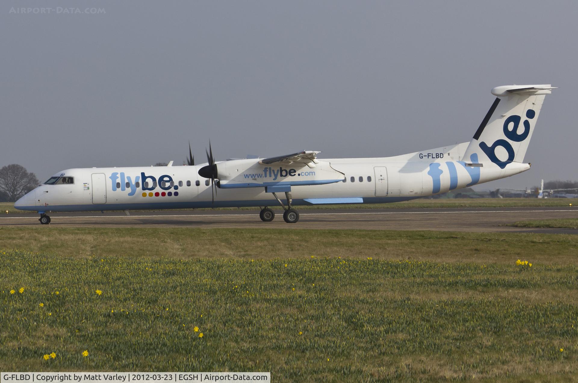 G-FLBD, 2009 De Havilland Canada DHC-8-402Q Dash 8 C/N 4259, Departing EGSH.