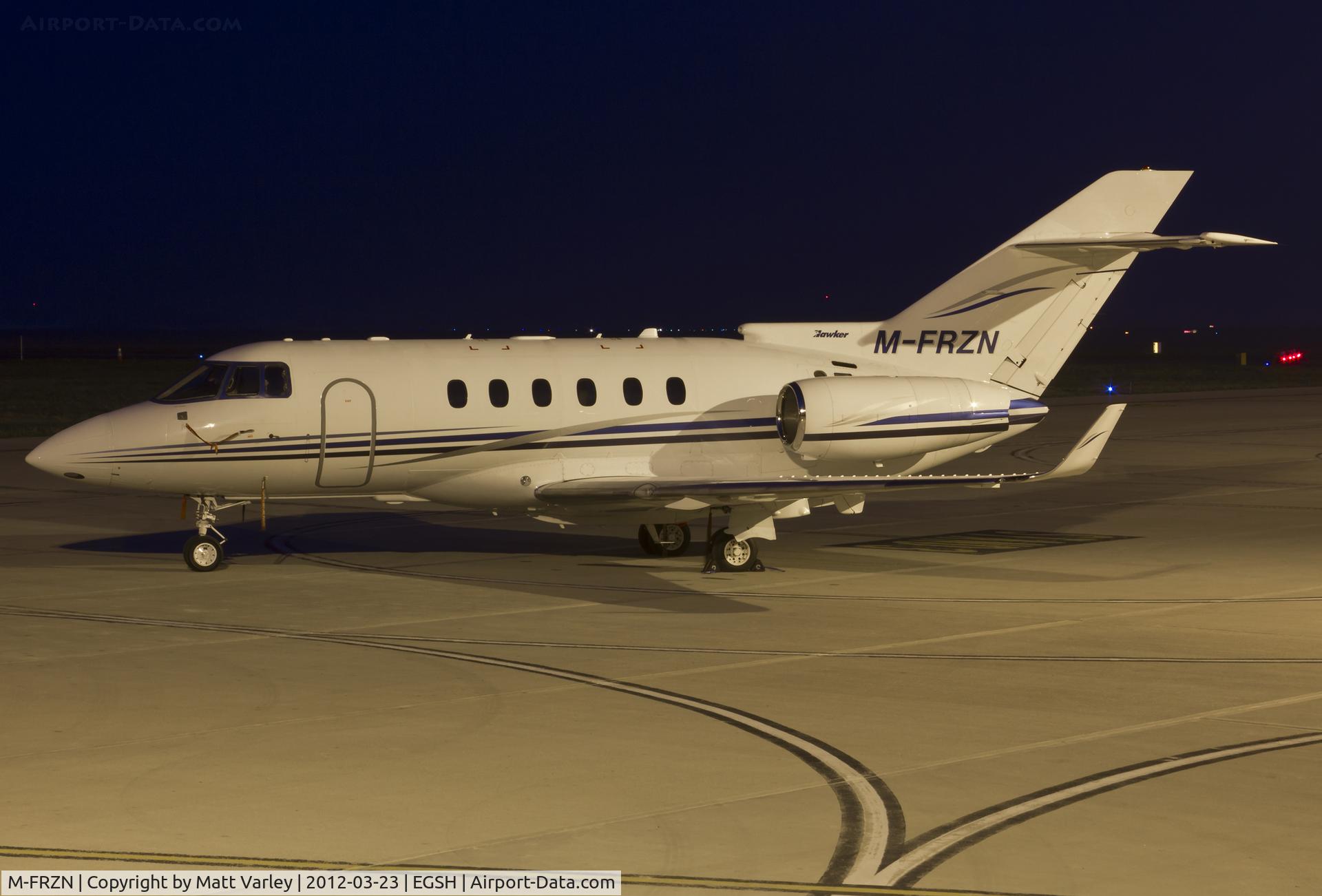 M-FRZN, 2006 Raytheon Hawker 850XP C/N 258816, Sat under the floodlights at SaxonAir.