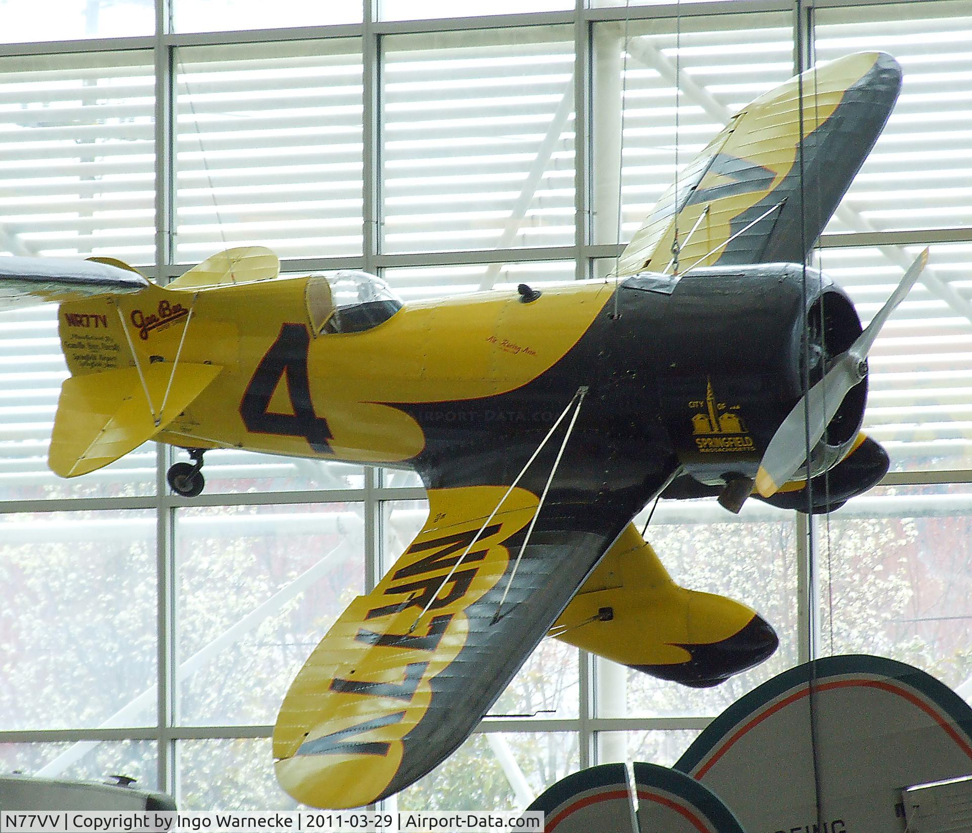 N77VV, 1996 Granville Brothers Gee Bee Replica Z C/N T4, Turner Gee Bee Model Z Sportster modified replica at the Museum of Flight, Seattle WA