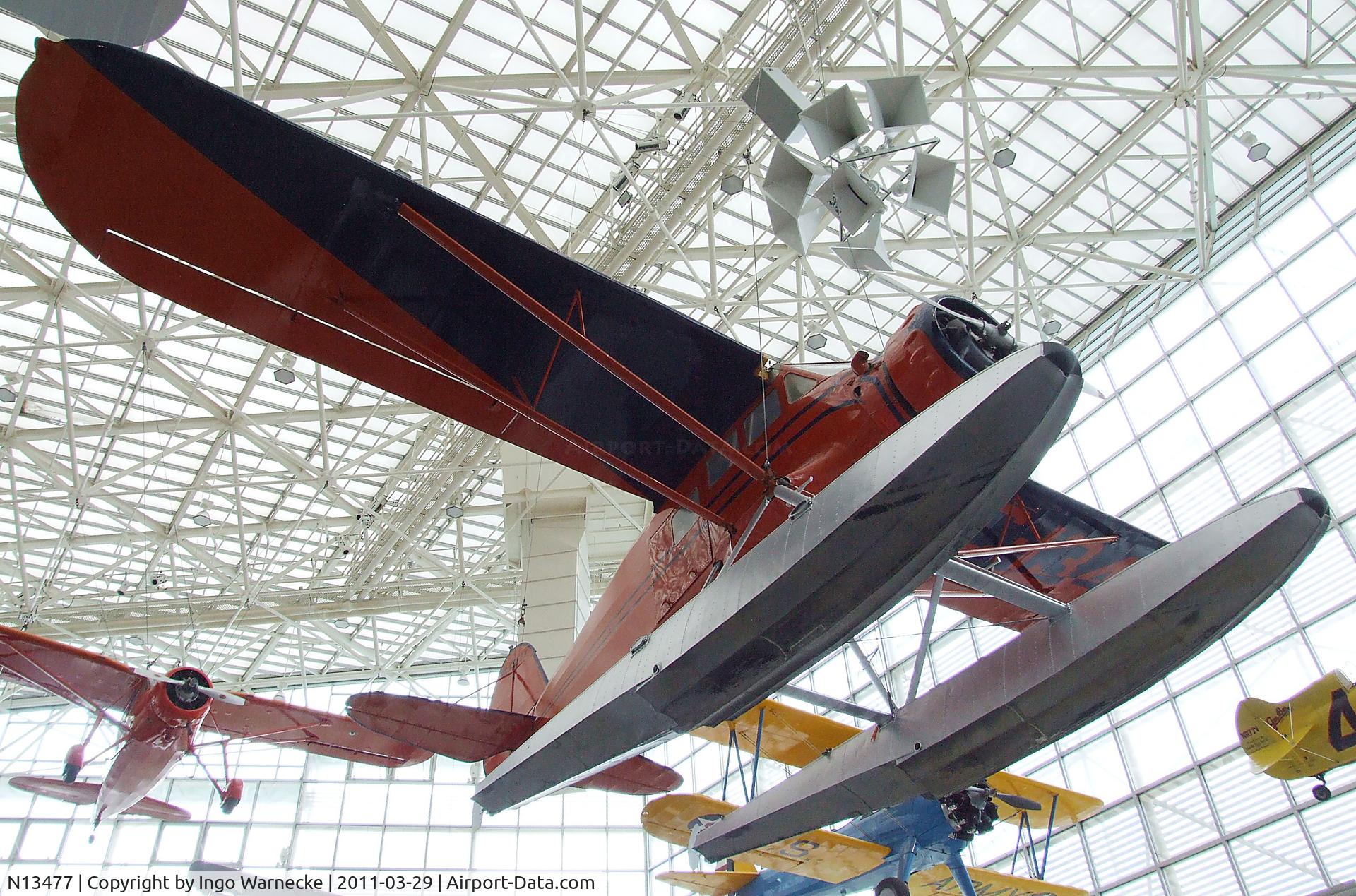 N13477, 1933 Stinson JR. SR C/N 8732, Stinson Reliant SR on floats at the Museum of Flight, Seattle WA