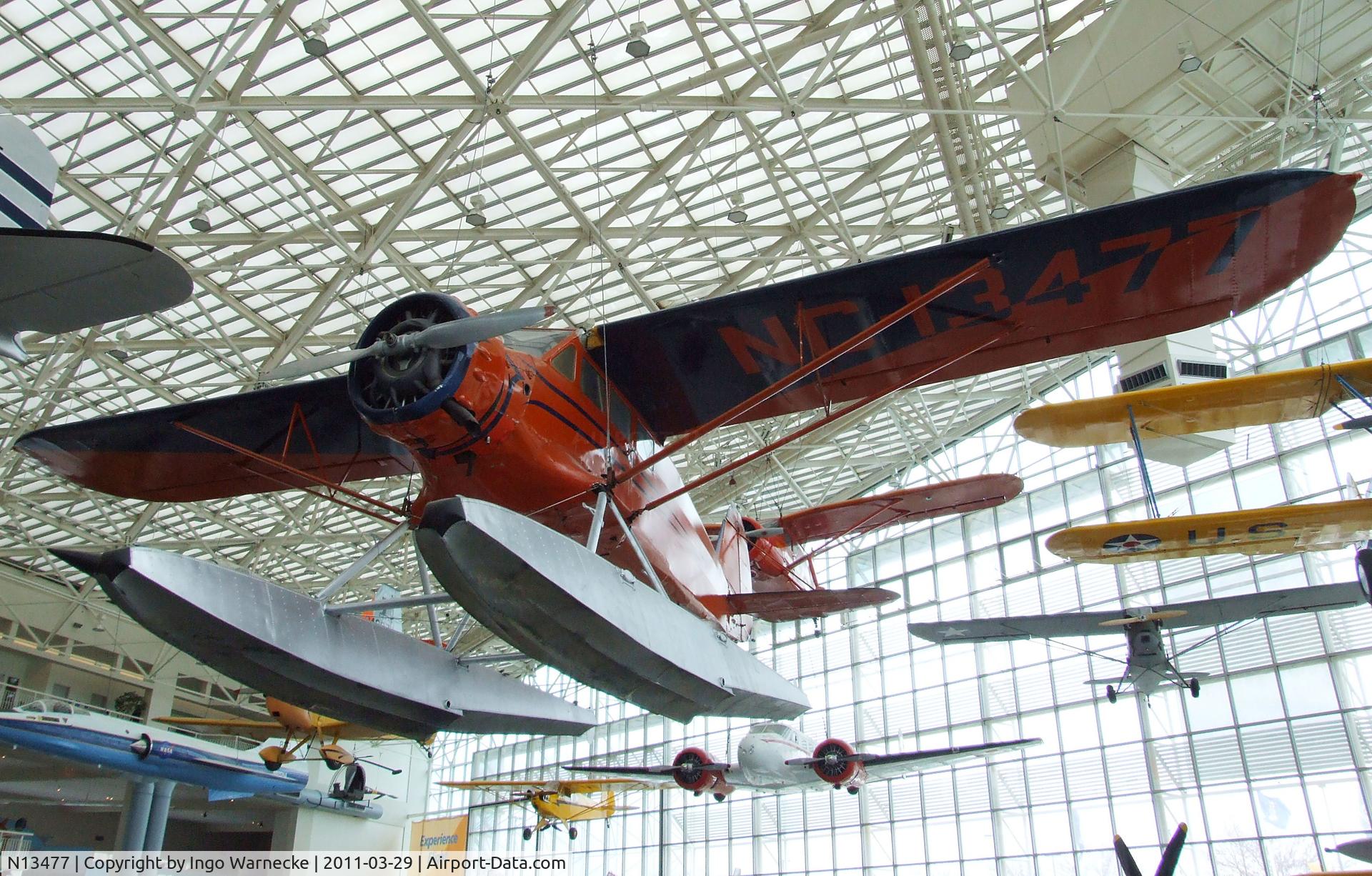N13477, 1933 Stinson JR. SR C/N 8732, Stinson Reliant SR on floats at the Museum of Flight, Seattle WA