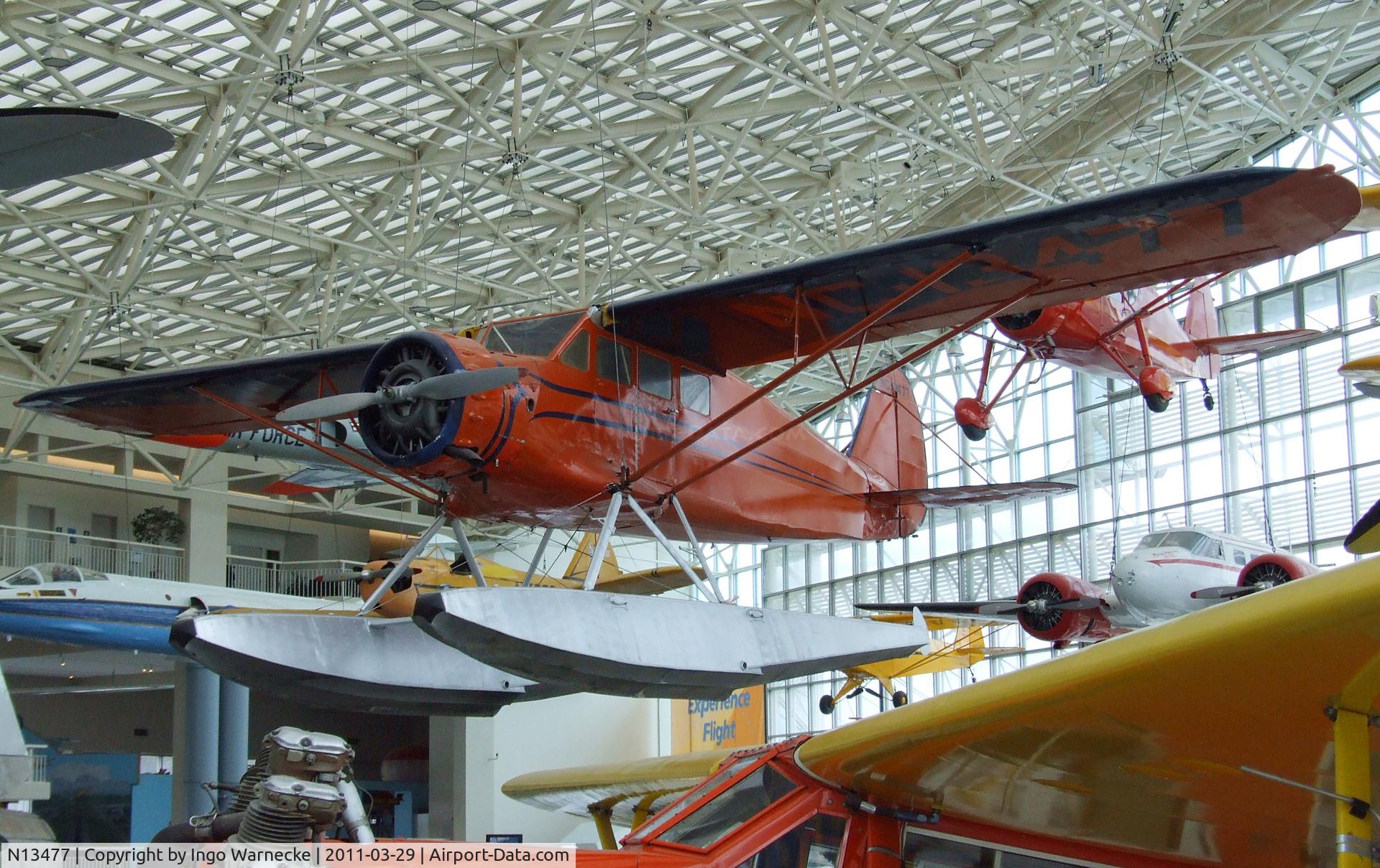 N13477, 1933 Stinson JR. SR C/N 8732, Stinson Reliant SR on floats at the Museum of Flight, Seattle WA