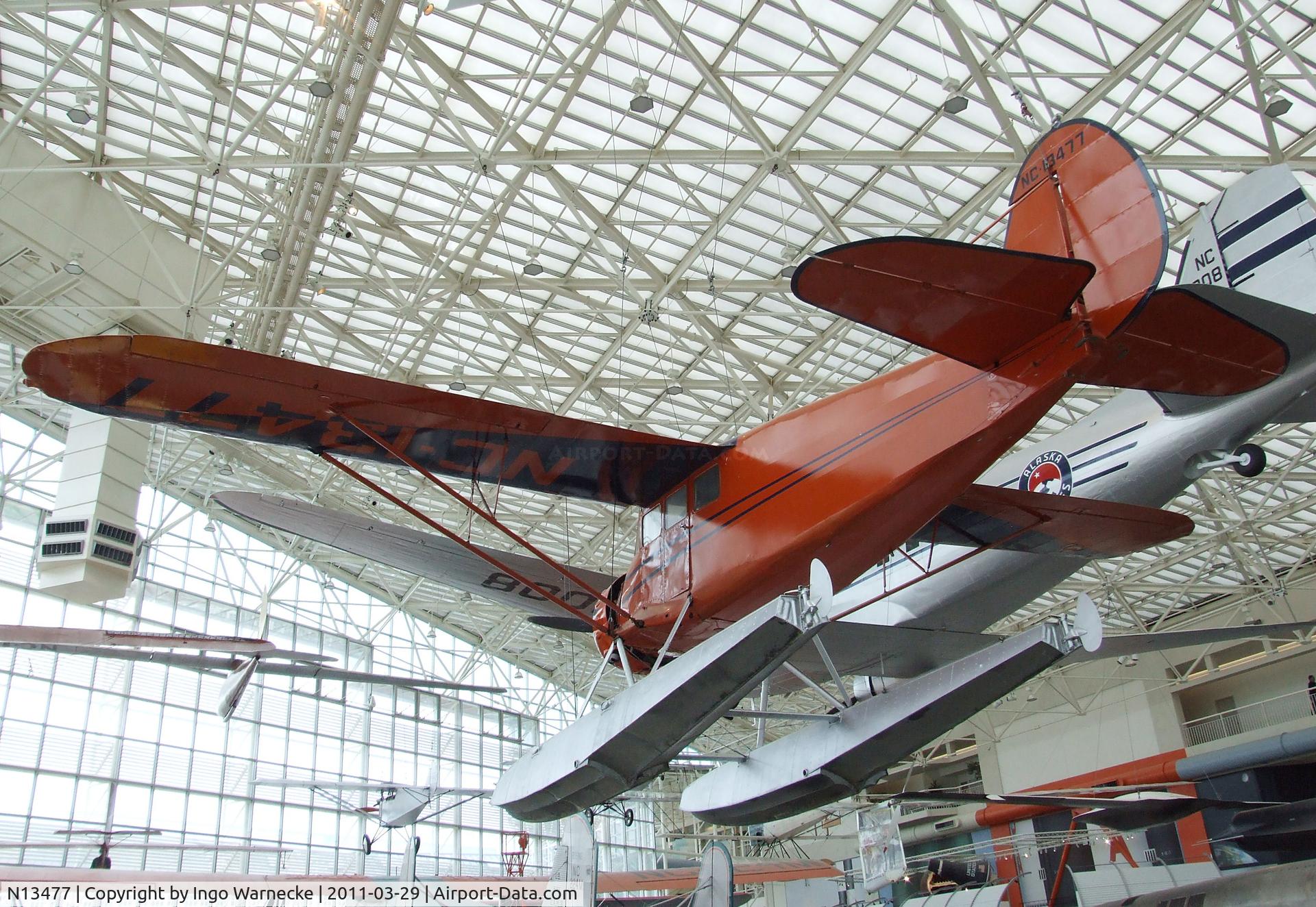 N13477, 1933 Stinson JR. SR C/N 8732, Stinson Reliant SR on floats at the Museum of Flight, Seattle WA