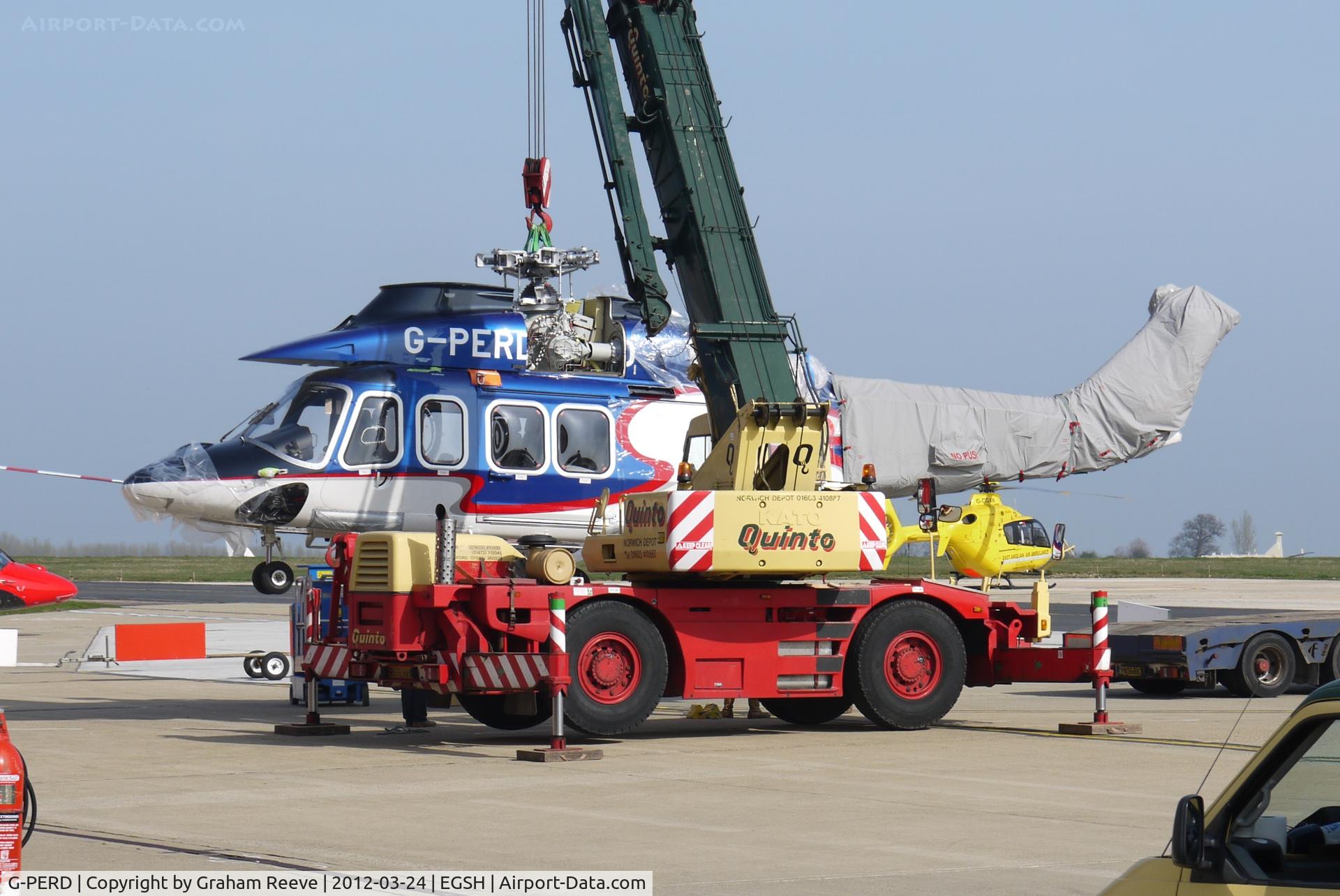 G-PERD, 2012 AgustaWestland AW-139 C/N 41270, Being delivered to Bond at Norwich.