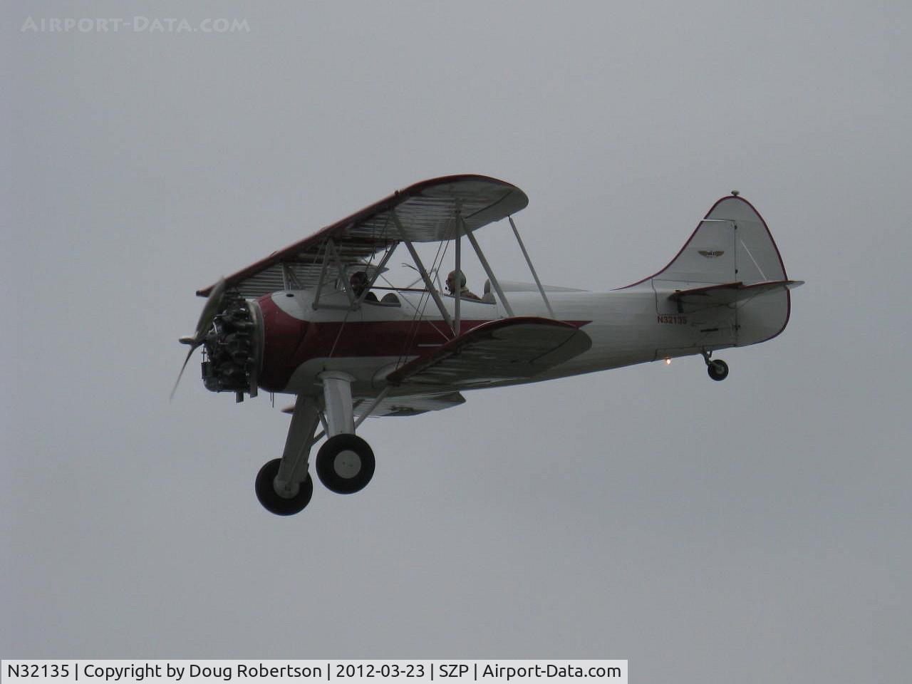 N32135, 1941 Waco UPF-7 C/N 5767, 1941 Waco UPF-7, Continental W670 220 Hp radial, on final Rwy 22 giving pattern rides in murky weather