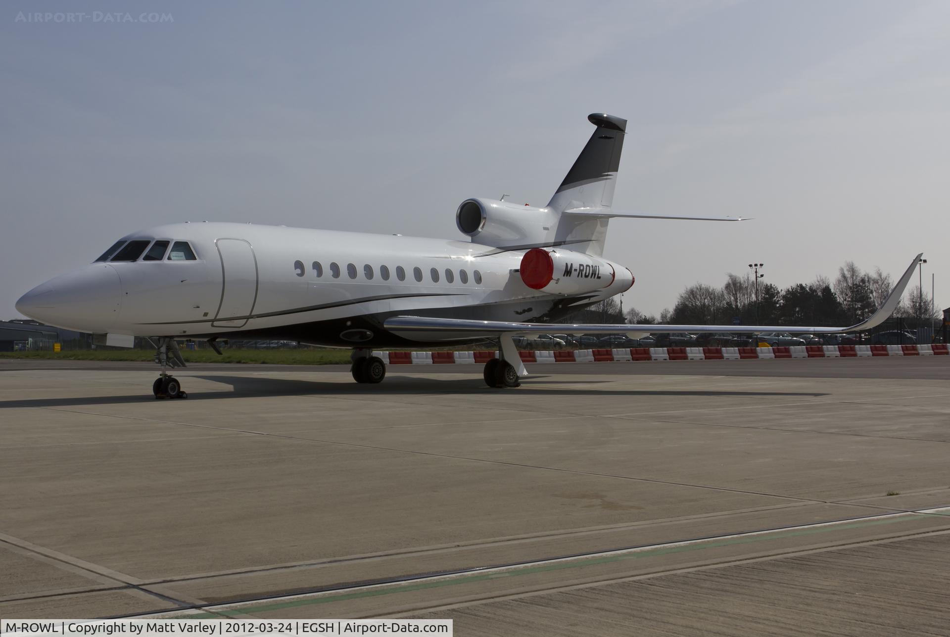M-ROWL, 2007 Dassault Falcon 900EX C/N 180, Sat on stand at SaxonAir.