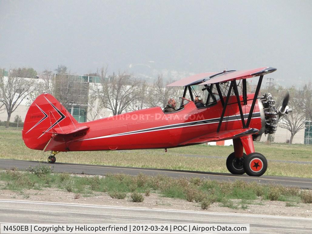 N450EB, 1972 Boeing A75N1(PT17) C/N 75-2480, Taxiing on taxiway Sierra heading for Howard Aviation