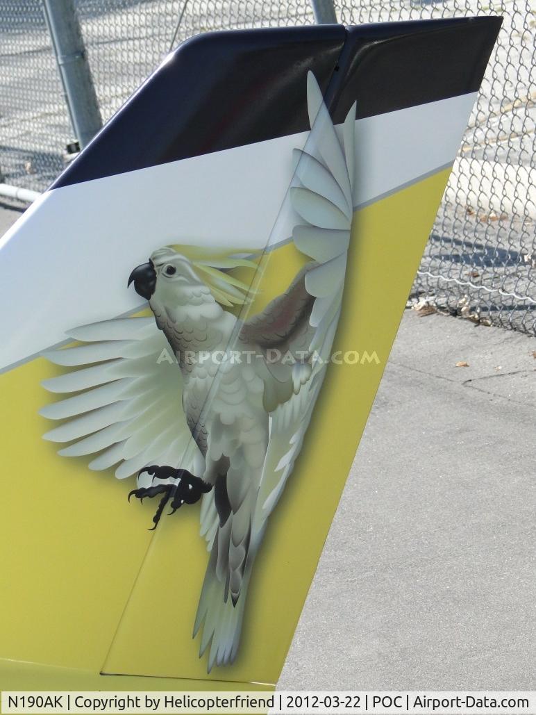 N190AK, 2004 Aero Designs Pulsar C/N KP-1, a beautiful Sulphur-crested Cockatoo on the ships tail