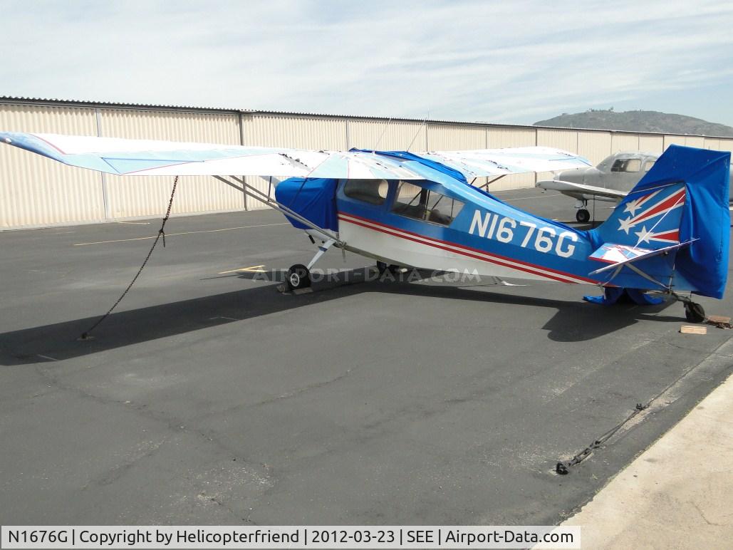 N1676G, 1968 Champion 7KCAB C/N 131, Tied down and parked