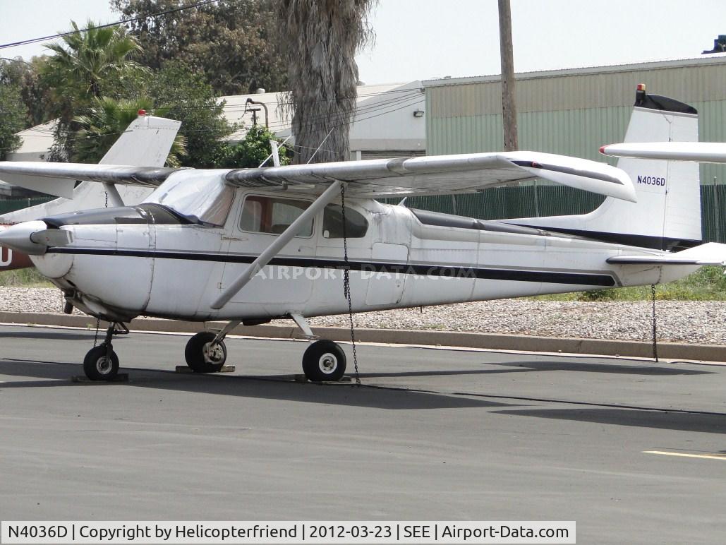 N4036D, 1957 Cessna 182A Skylane C/N 34736, Tied down and parked