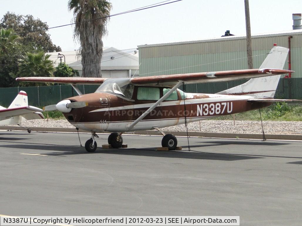 N3387U, 1963 Cessna 182F Skylane C/N 18254787, Tied down and parked