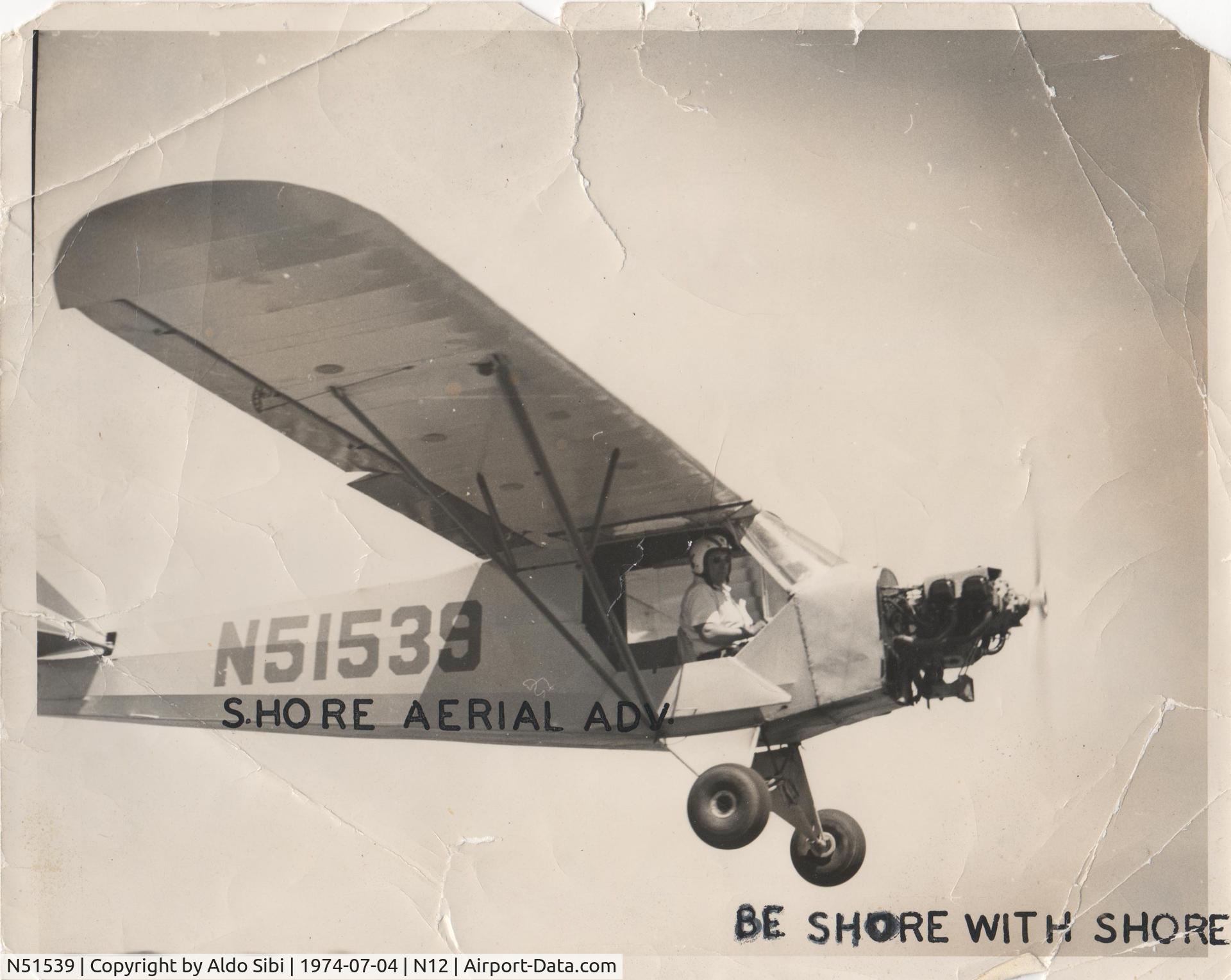 N51539, 1943 Piper J-3 Cub C/N 10491, Al Sibi Circa 1974 NJ Shore