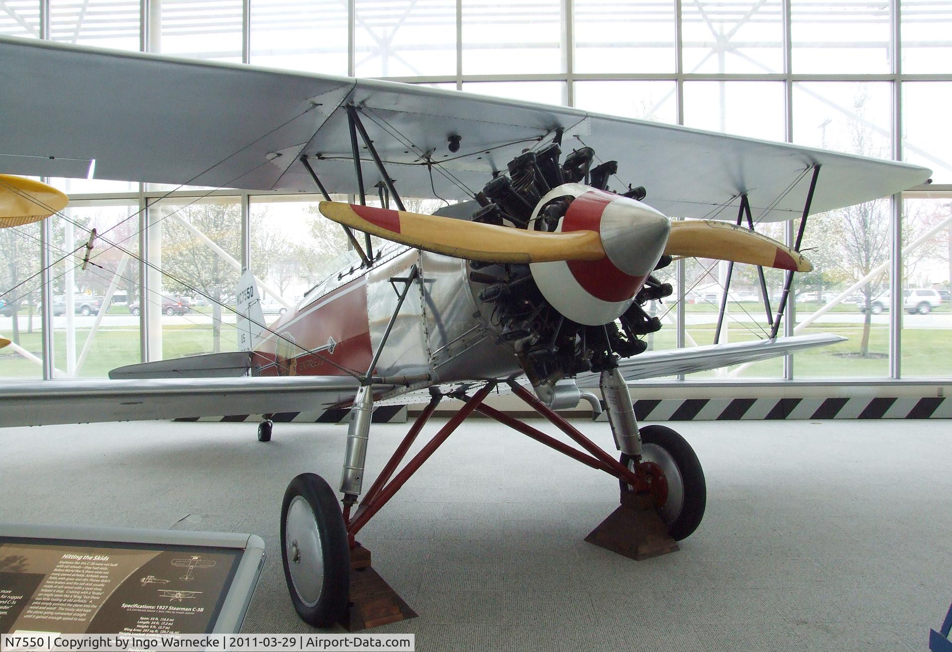 N7550, Stearman C3-B Sport Commercial C/N 53032/1820, Stearman C3-B at the Museum of Flight, Seattle WA