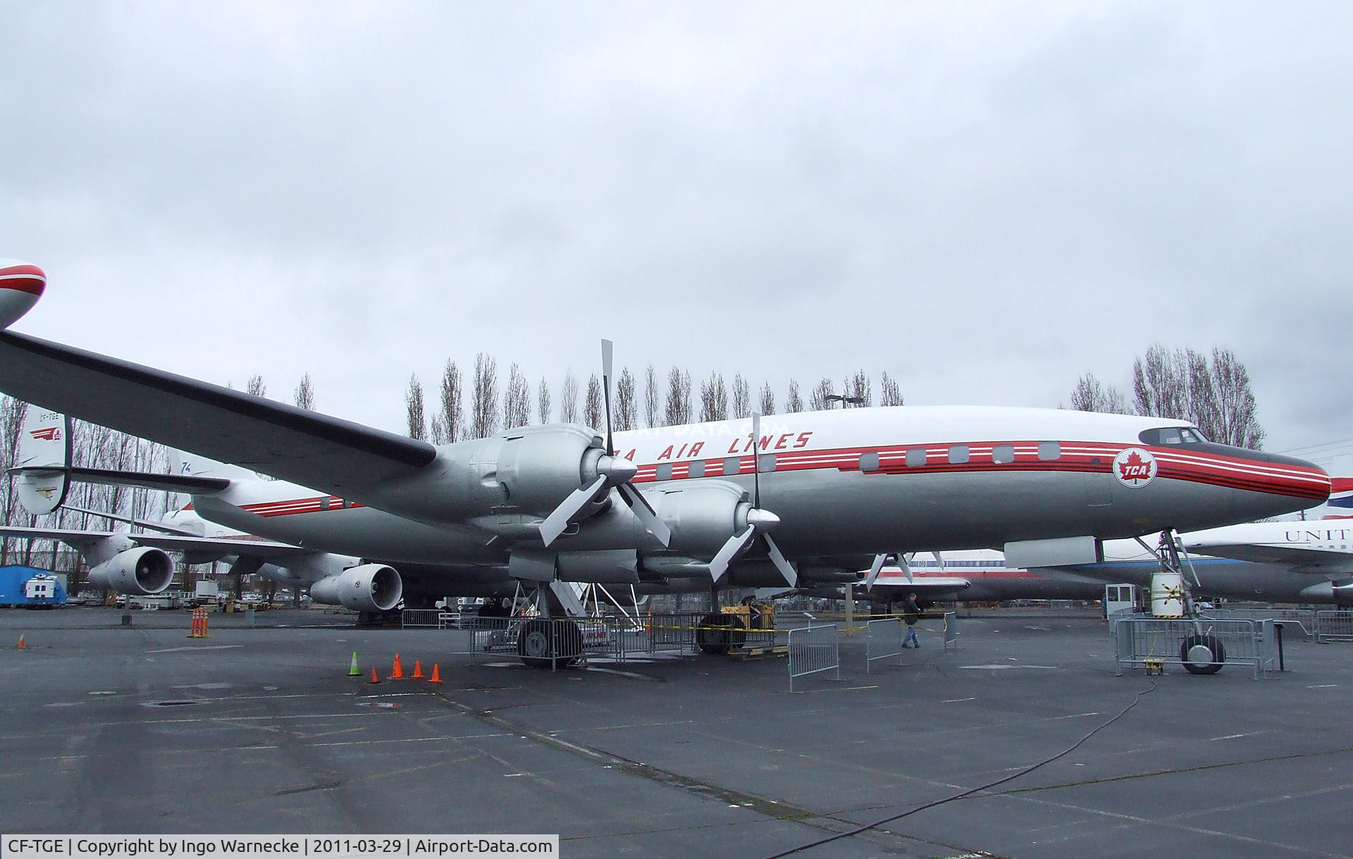 CF-TGE, 1954 Lockheed L-1049C Super Constellation C/N 4544, Lockheed L-1049G Super Constellation at the Museum of Flight, Seattle WA