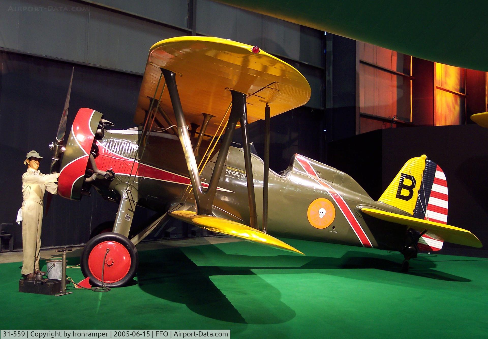 31-559, 1931 Boeing P-12E C/N 1488, The P-12E on display served with the 6th Pursuit Squadron in Hawaii during the 1930s and was retired in 1940