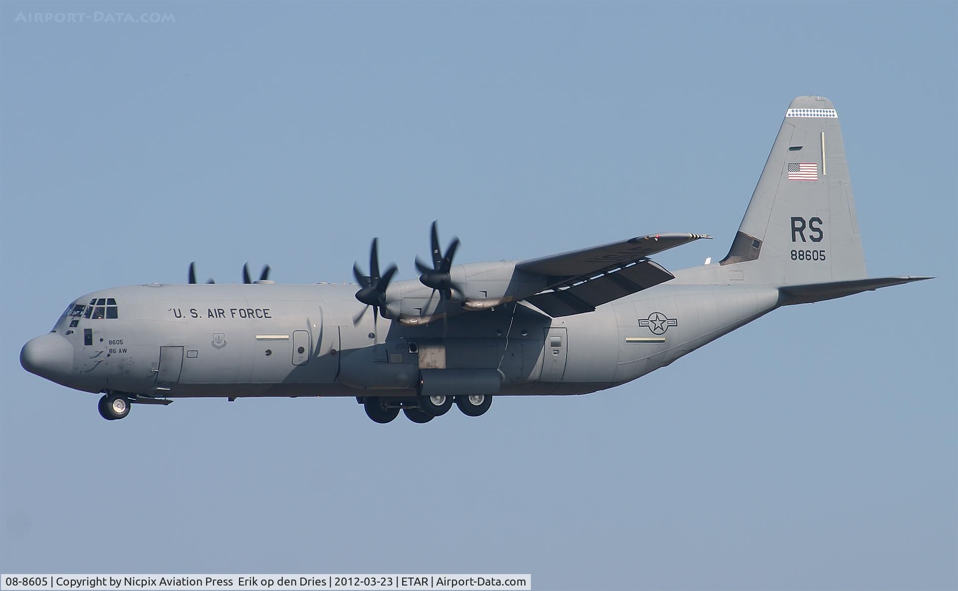 08-8605, 2008 Lockheed Martin C-130J-30 Super Hercules C/N 382-5615, USAFE, 86th AW, C-130J on  finals rwy-26 at Ramstein AB.