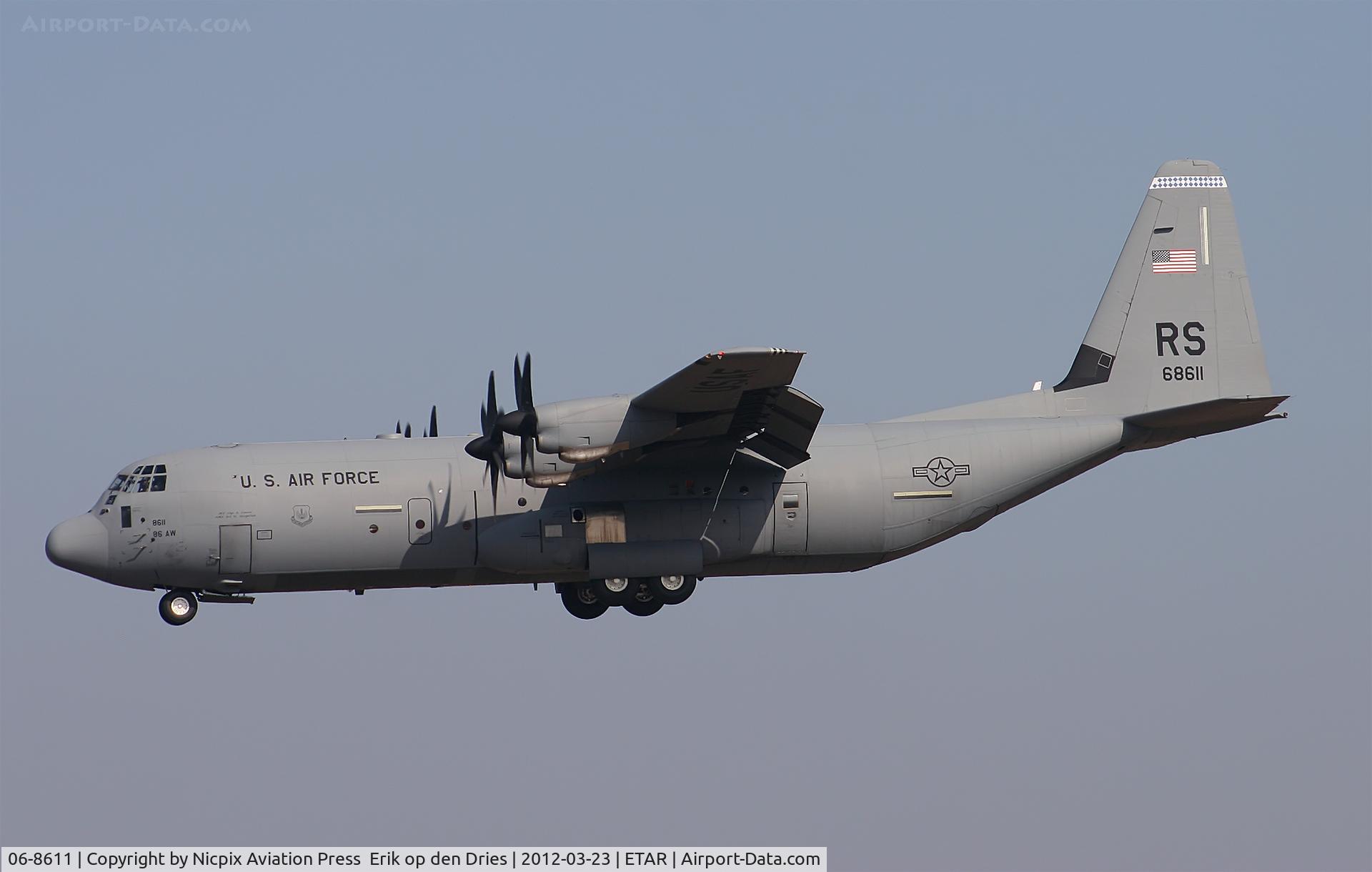 06-8611, 2006 Lockheed Martin C-130J-30 Super Hercules C/N 382-5619, 68611 is a 86th AW C-130J and is seen here shortly before landing at its' homebase.