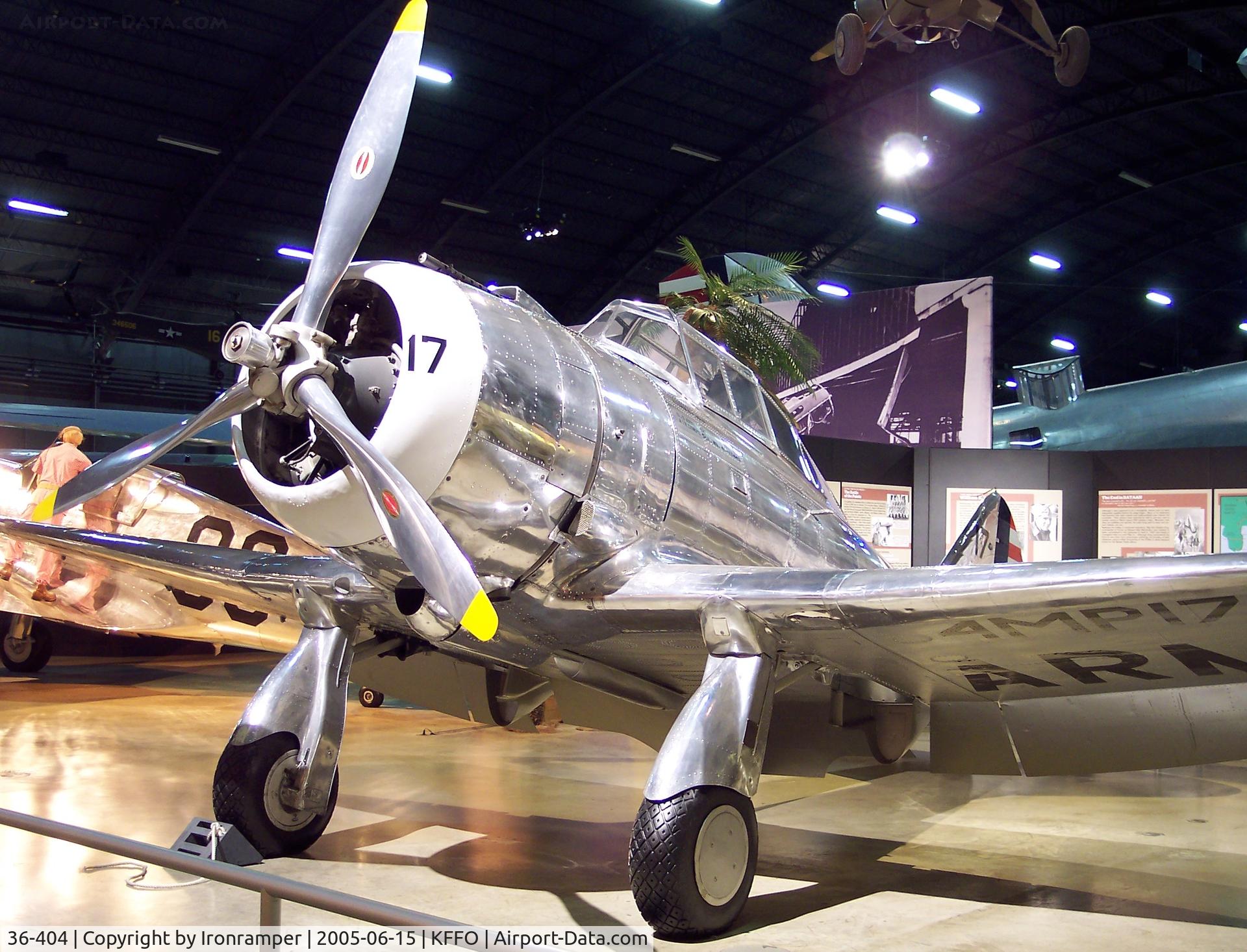 36-404, 1936 Seversky P-35 C/N 95, This is the only known surviving P-35A.  It served with the 94th Pursuit Squadron at Selfridge Field.  It is currently marked as a P-35A (s/n 41-17449) of Lt. Boyd “Buzz” Wagner , the USAAF’s first “Ace” of WWII while assigned to the 17th Pursuit Squadron