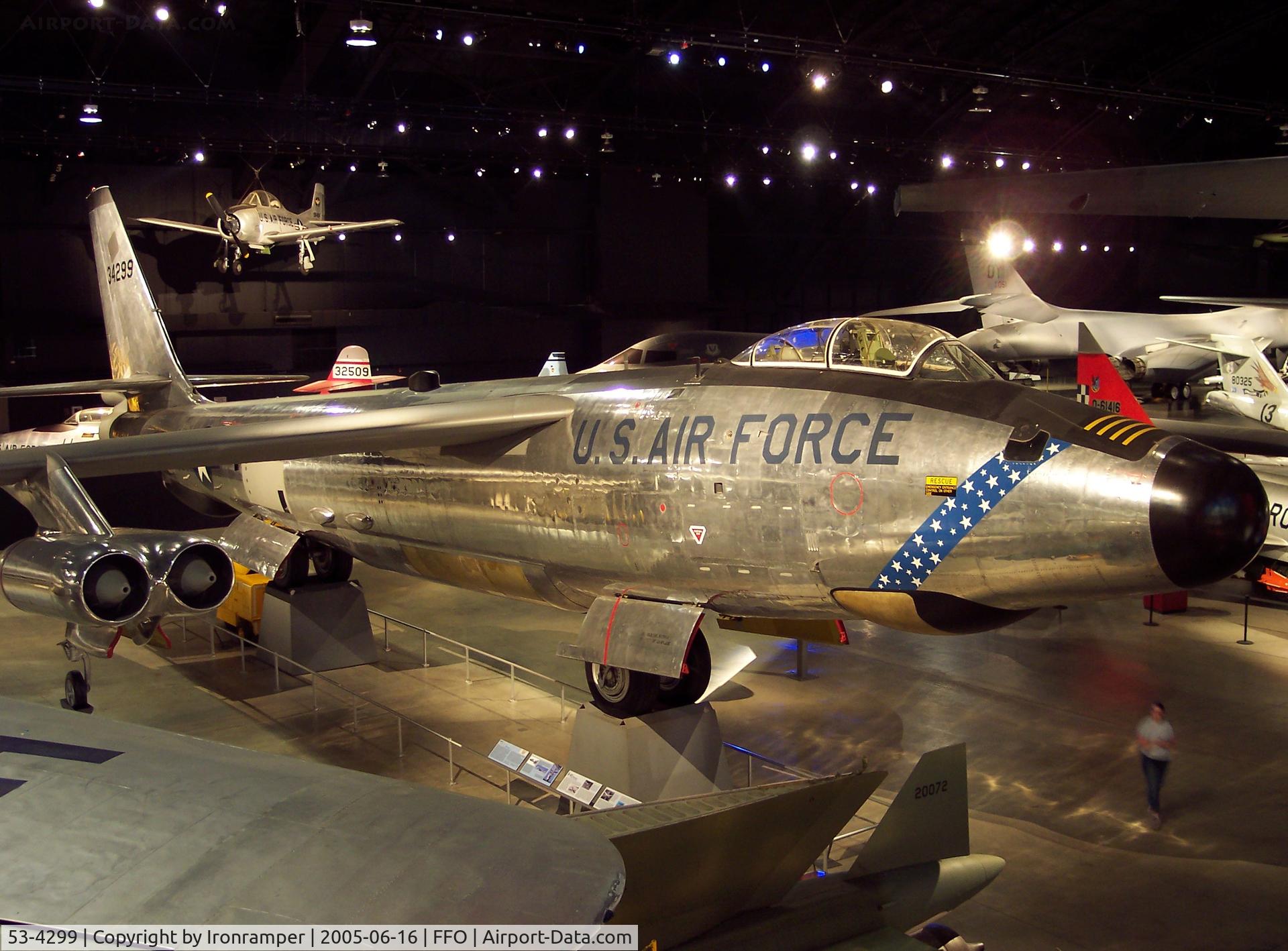 53-4299, 1953 Boeing RB-47H-1-BW Stratojet C/N 4501323, The US Air Force Museum’s RB-47H was delivered to the USAF in October 1955. The aircraft served with the 55th SRW from 1955 until its retirement in 1966. It also flew missions over the Soviet Union. The aircraft is displayed as it looked in 1960.