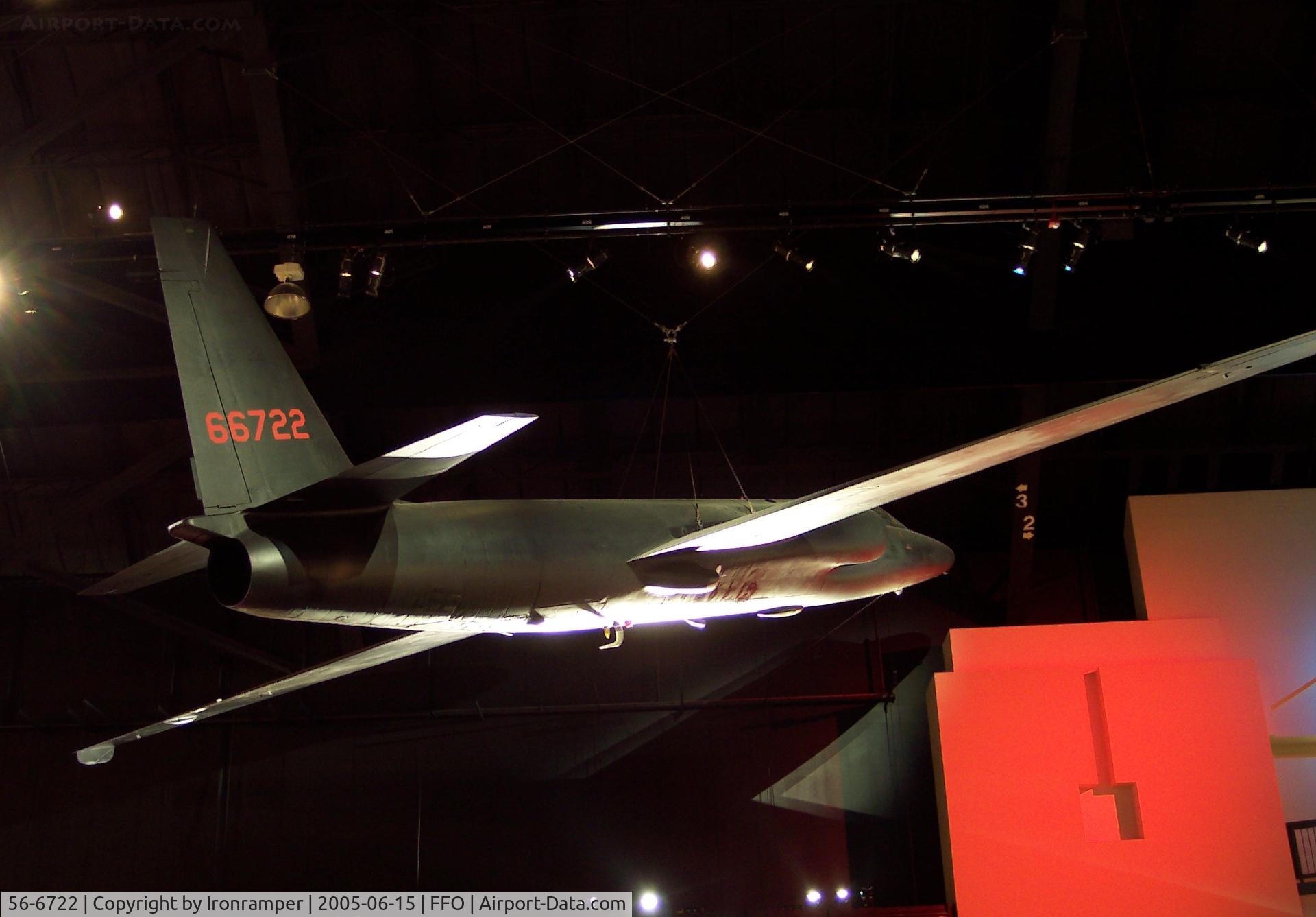 56-6722, 1956 Lockheed U-2A C/N 389, The U-2 was designed and built for surveillance missions in the thin atmosphere above 55,000 feet. An unusual single-engine aircraft with sailplane-like wings, it was the product of a team headed by Clarence L. 