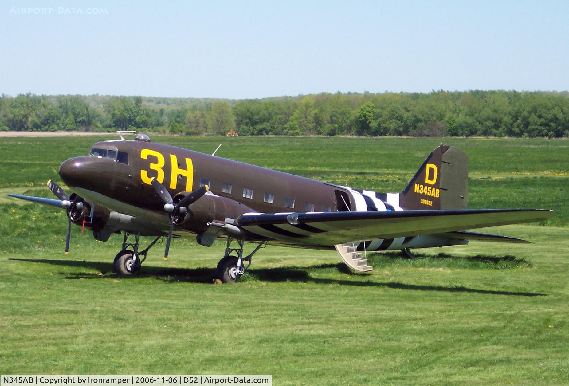 N345AB, 1943 Douglas DC3C-S1C3G (C-47A) C/N 13803, The history of this classic shows she earned her stripes on the night of 5-6 June 1944 over Normandy. She was a lead a/c dropping paratroopers of the 82d Airborne Division near St. Mère Église, France.