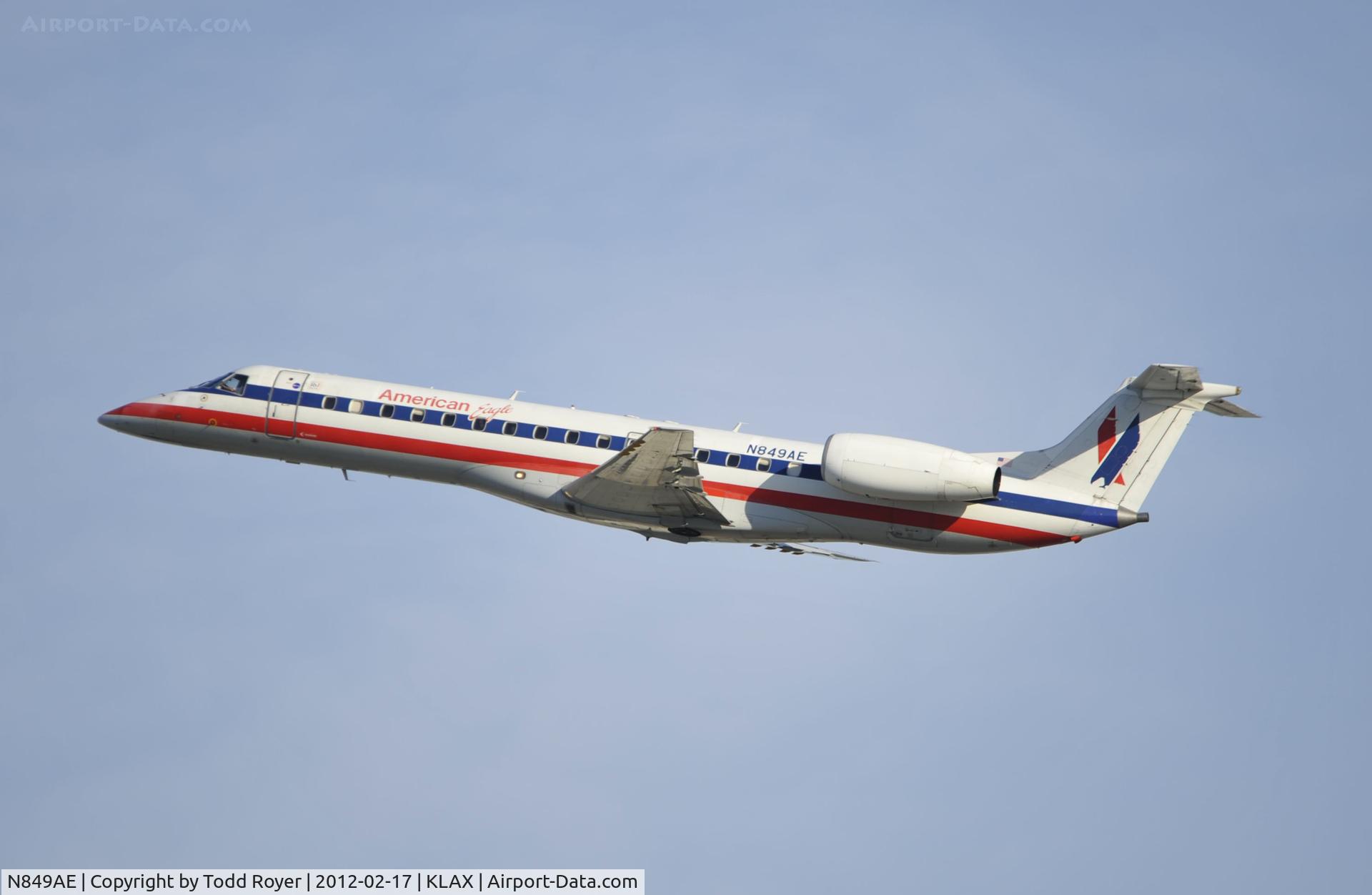 N849AE, 2003 Embraer ERJ-140LR (EMB-135KL) C/N 145716, Departing LAX on 25R