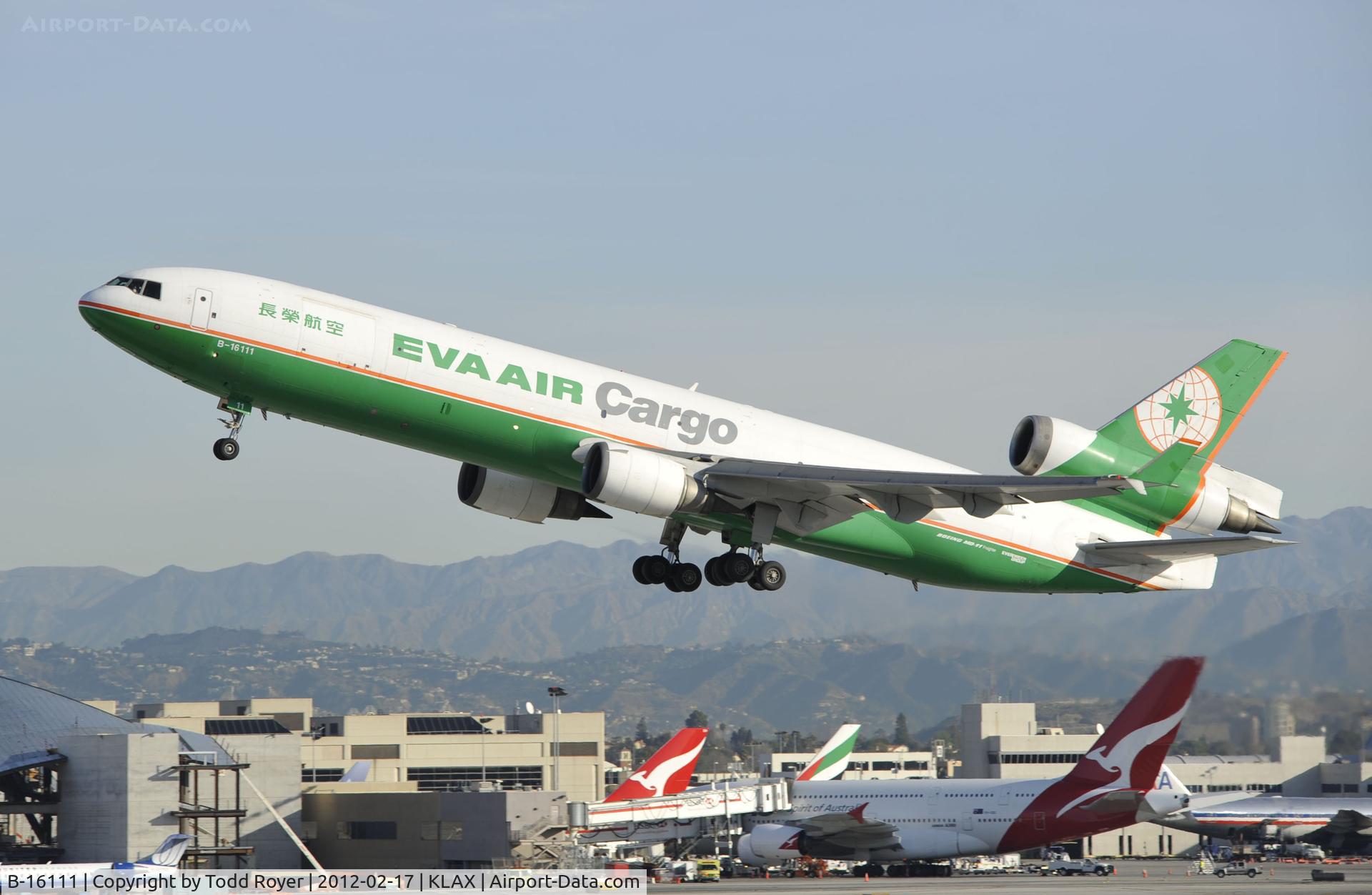 B-16111, 1998 McDonnell Douglas MD-11F C/N 48787, Departing LAX on 25R