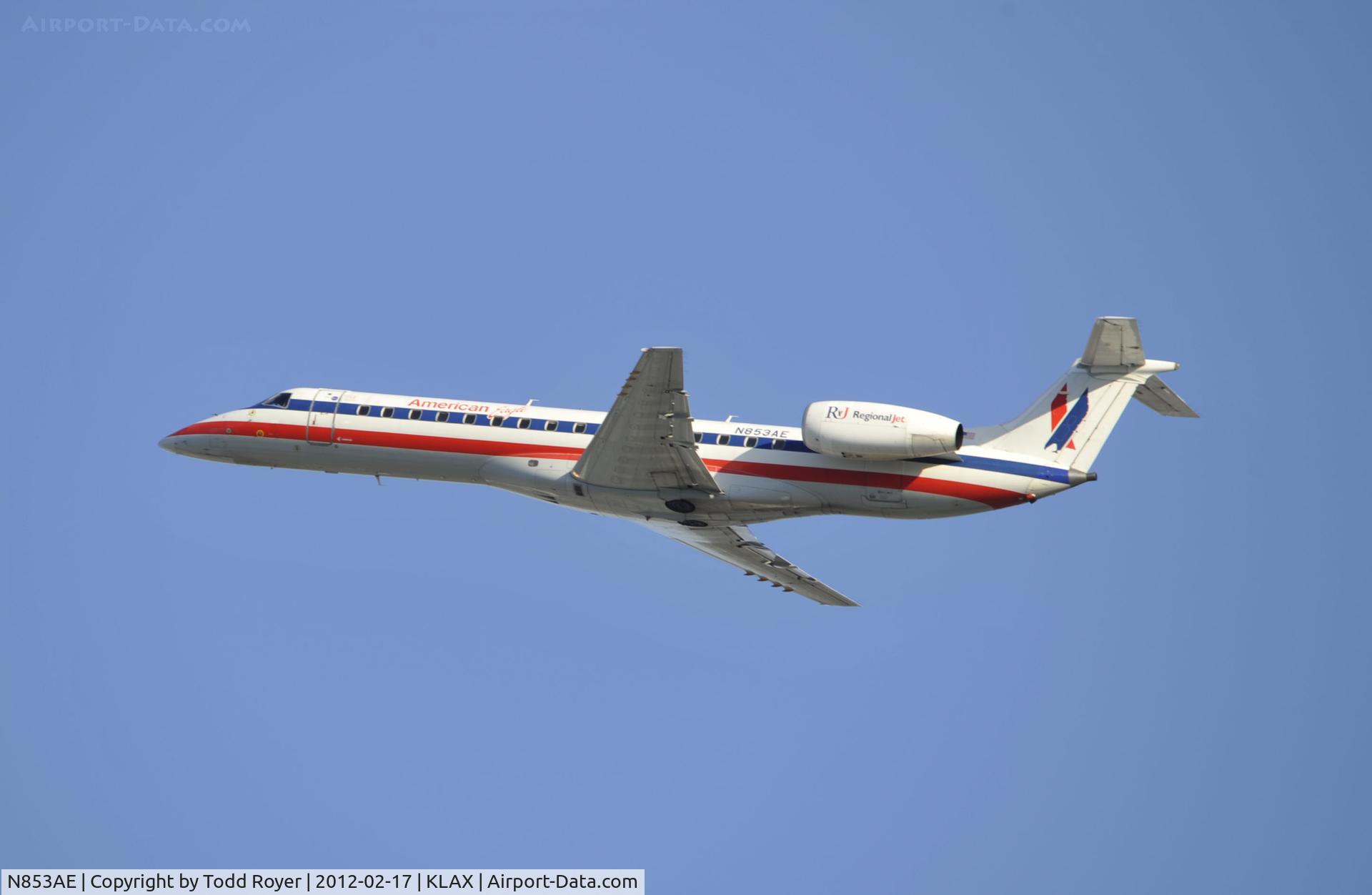 N853AE, 2003 Embraer ERJ-140LR (EMB-135KL) C/N 145742, Departing LAX on 25R
