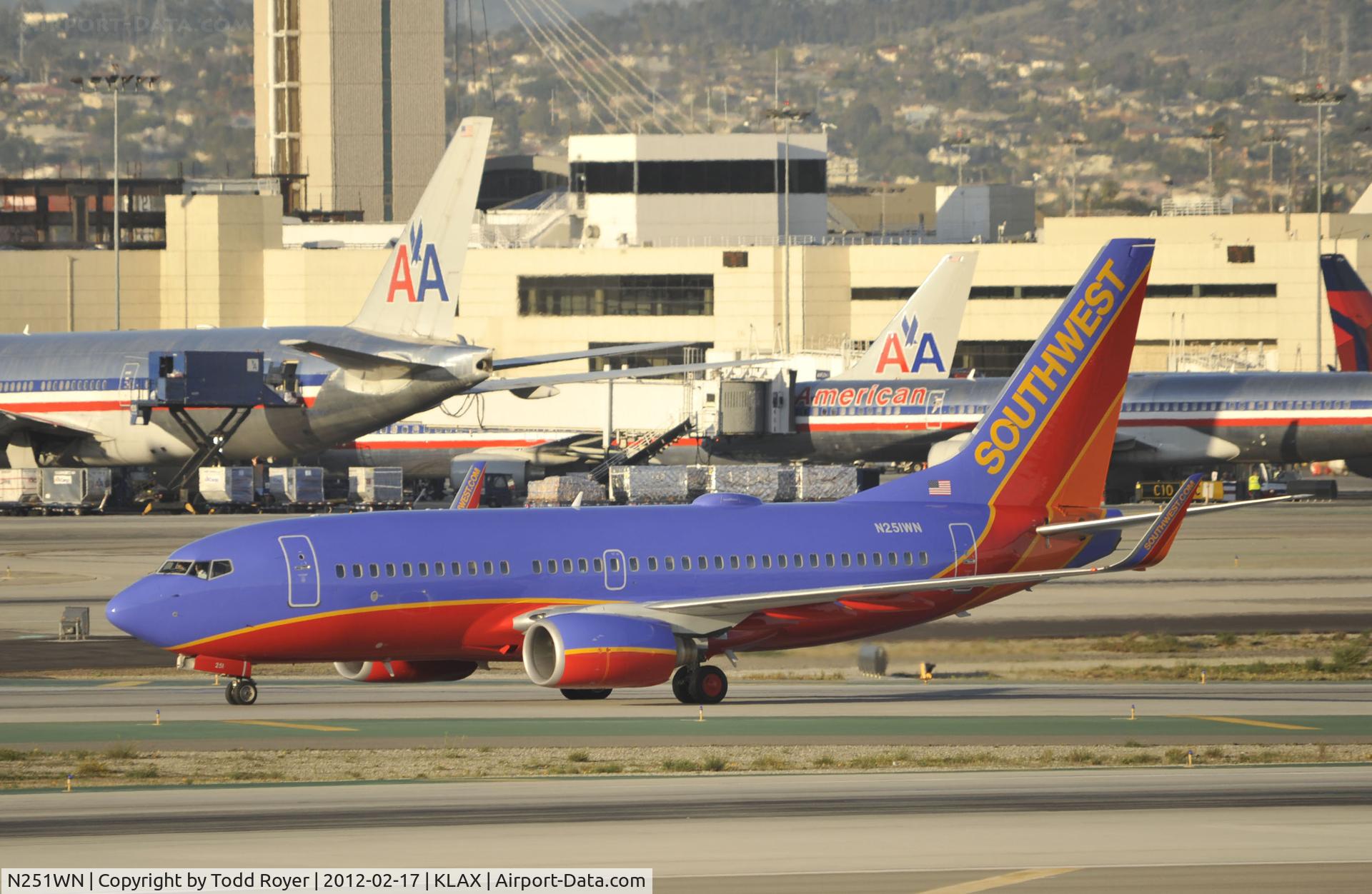 N251WN, 2006 Boeing 737-7H4 C/N 32510, Taxiing to gate at LAX