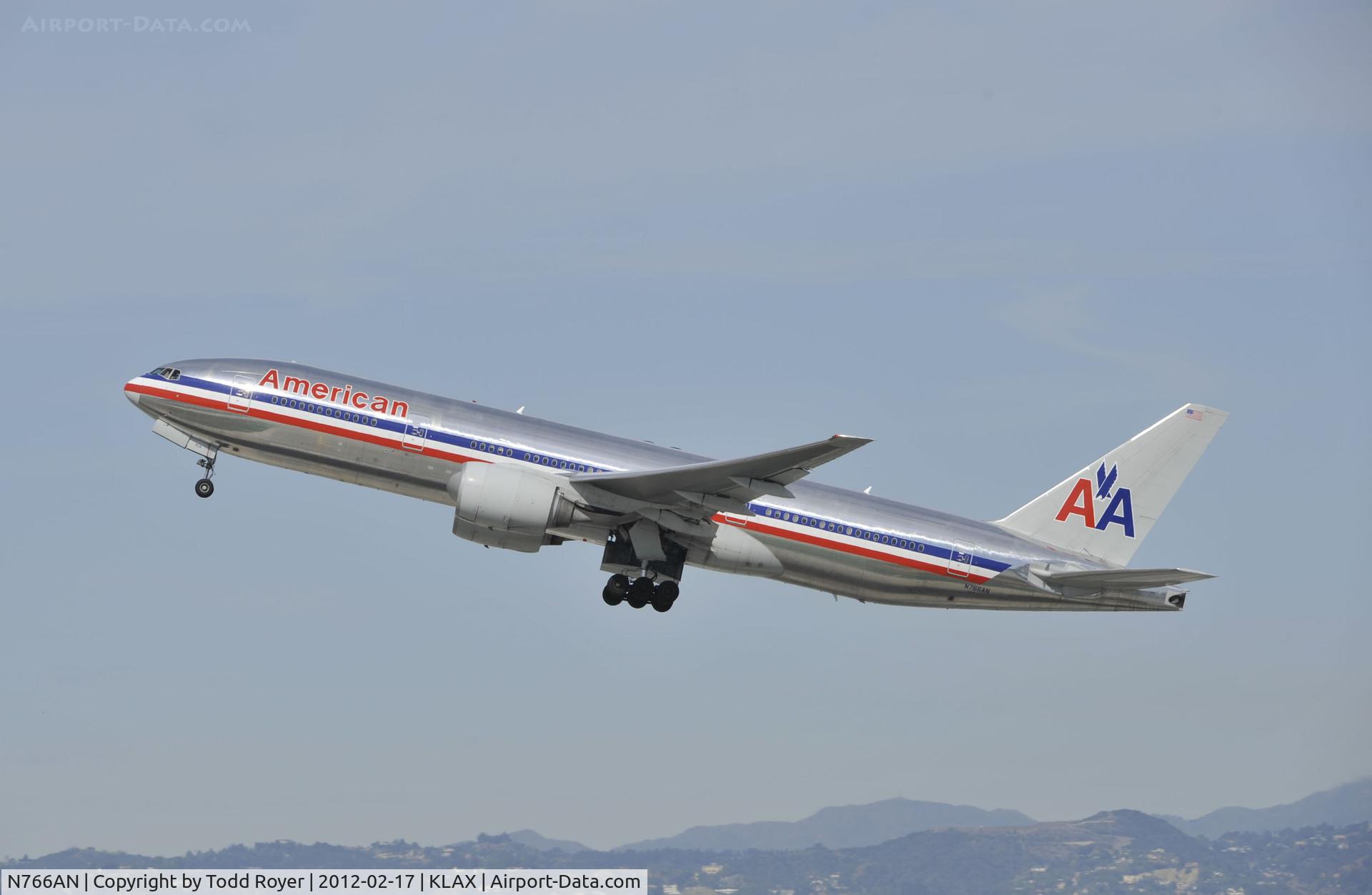 N766AN, 2003 Boeing 777-223/ER C/N 32880, Departing LAX on 25R